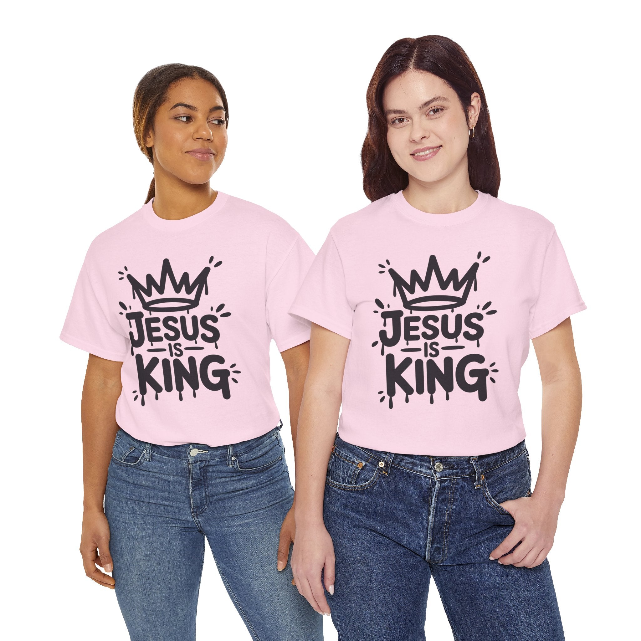 Jesus Is King Crown T-Shirt — Minimalist Christian Unisex Cotton Tee