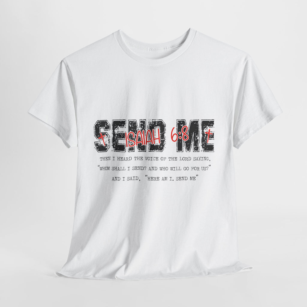 Here I Am Send Me Isaiah 6:8 T-Shirt — Christian Cross Graphic Unisex Cotton Tee