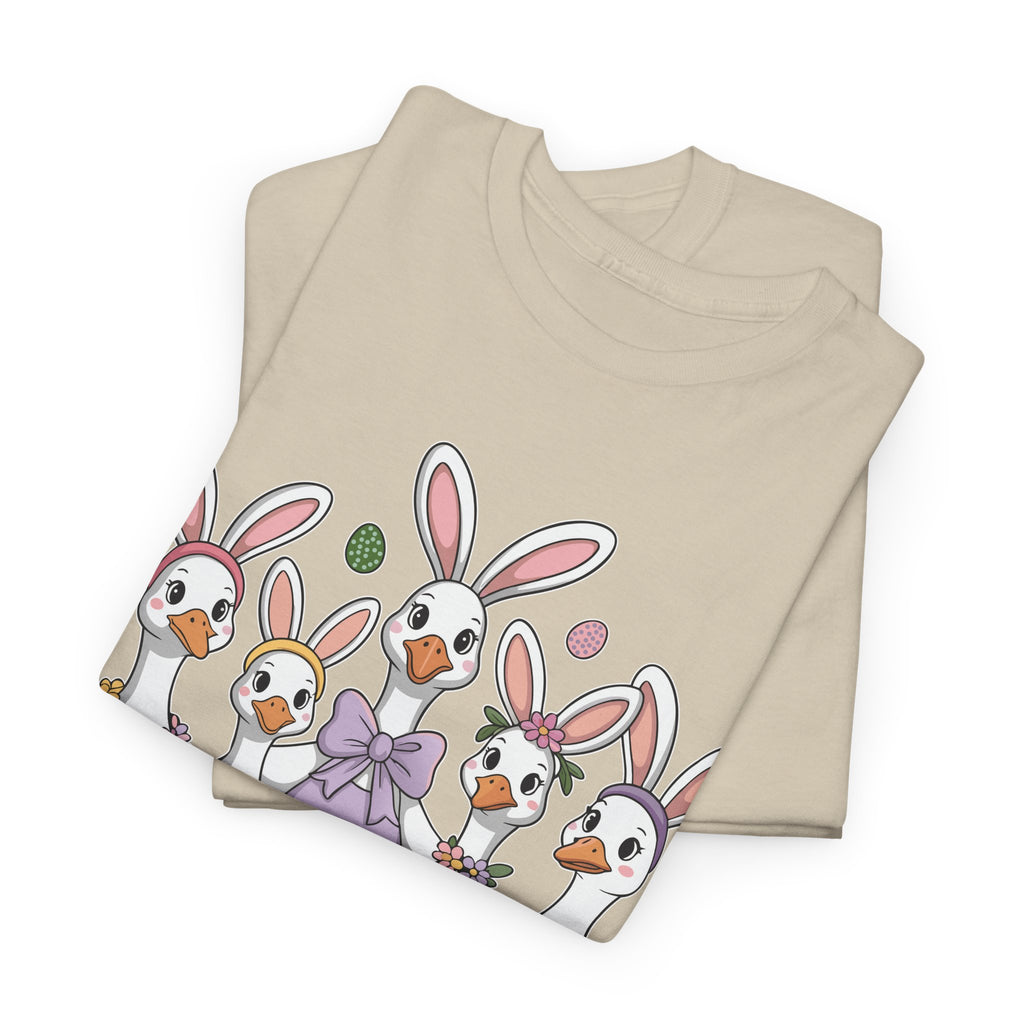 Just an Eggs-cited Goose Easter Tee — Funny Geese in Bunny Ears Unisex Cotton Tee