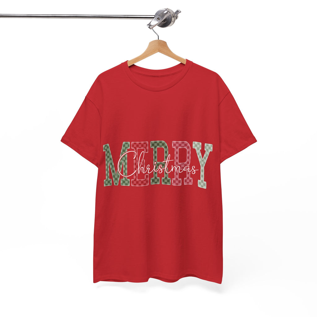 Plaid Merry Christmas Unisex Cotton Tee