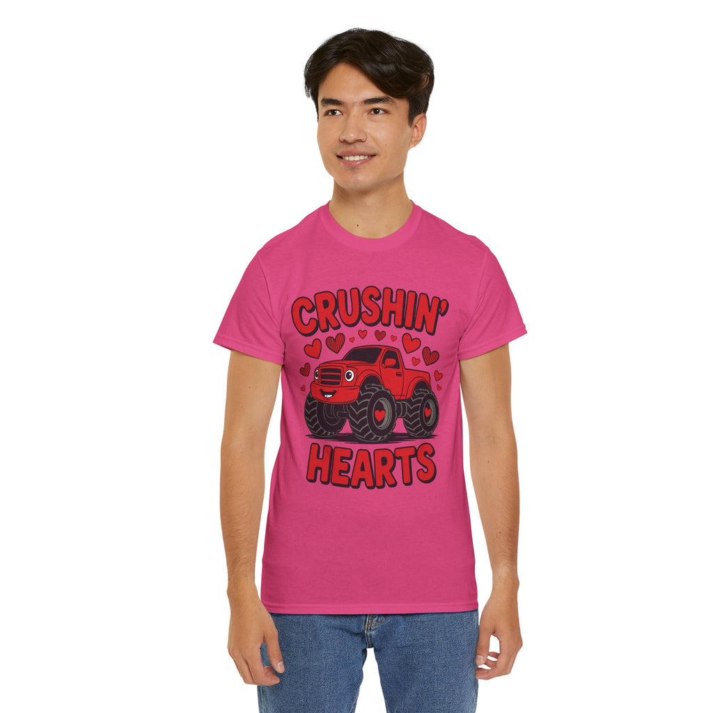 Crushin’ Hearts Valentine Monster Truck Unisex Cotton Tee