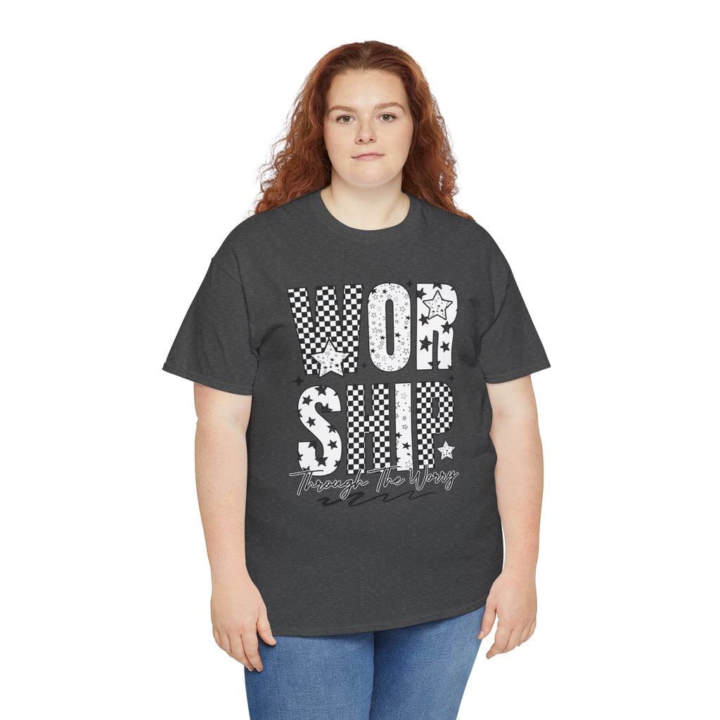 WORSHIP Through The Worry Checkerboard Unisex Cotton Tee