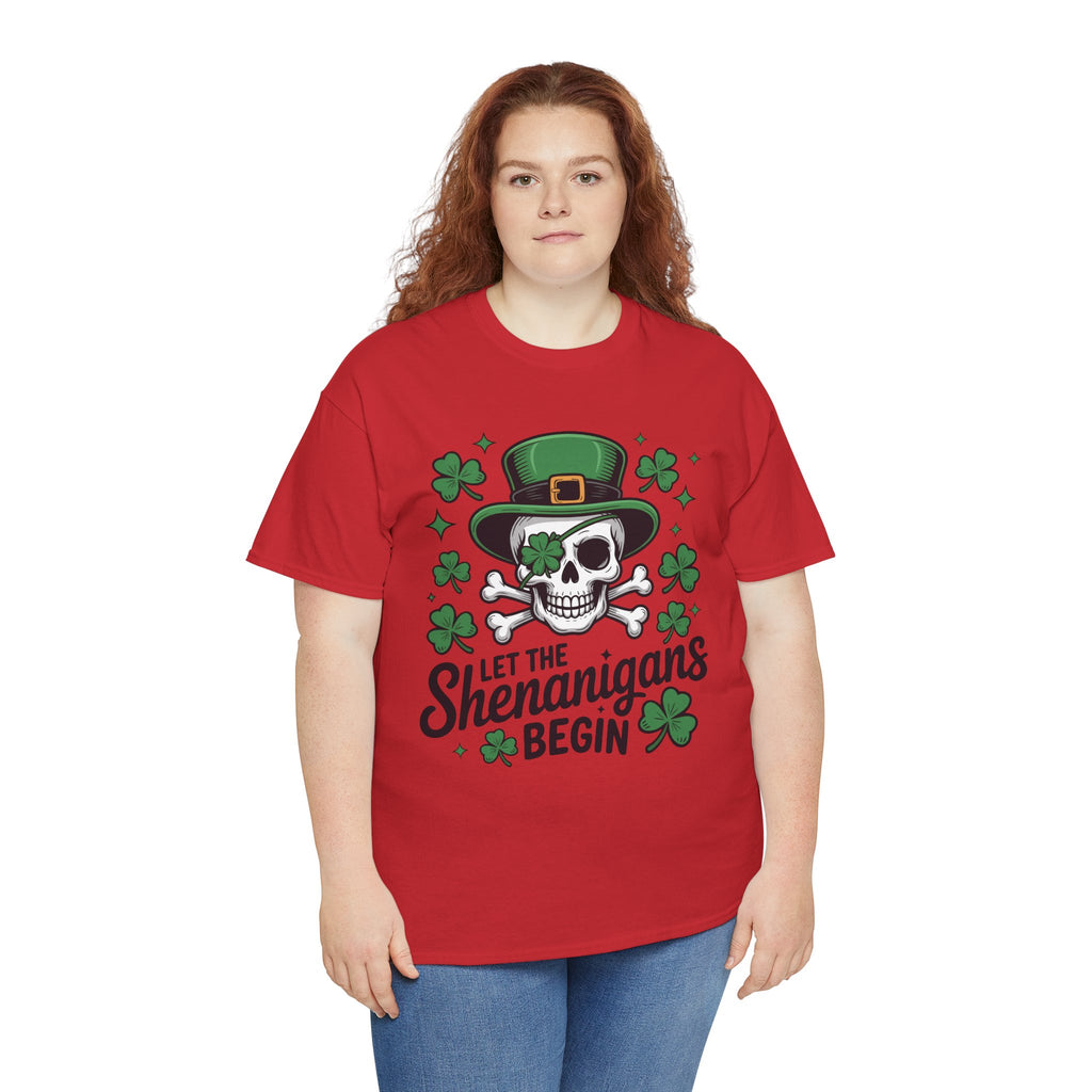 Let the Shenanigans Begin — Leprechaun Skull Unisex Cotton T-Shirt