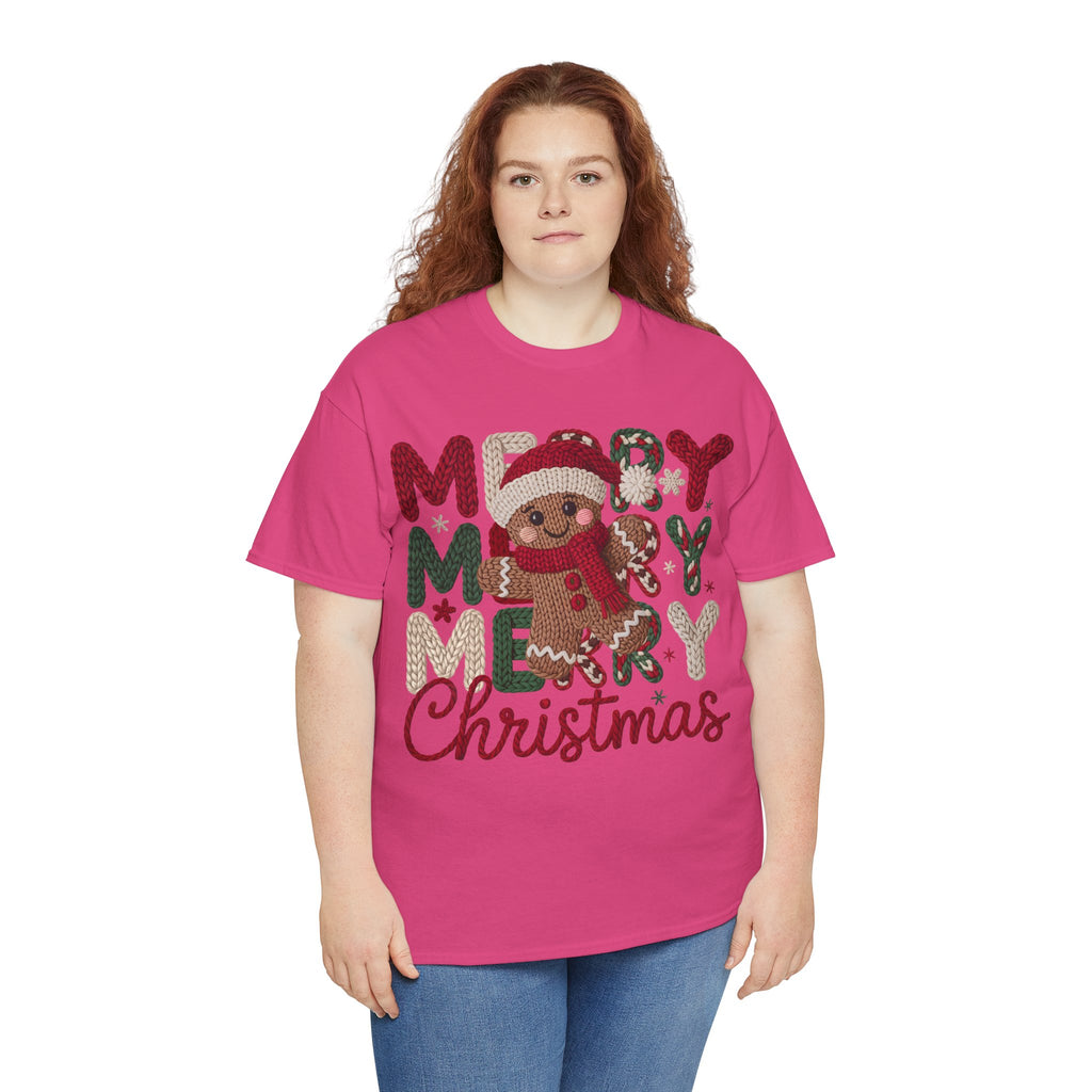 Merry Merry Merry Christmas Gingerbread Unisex Cotton Tee
