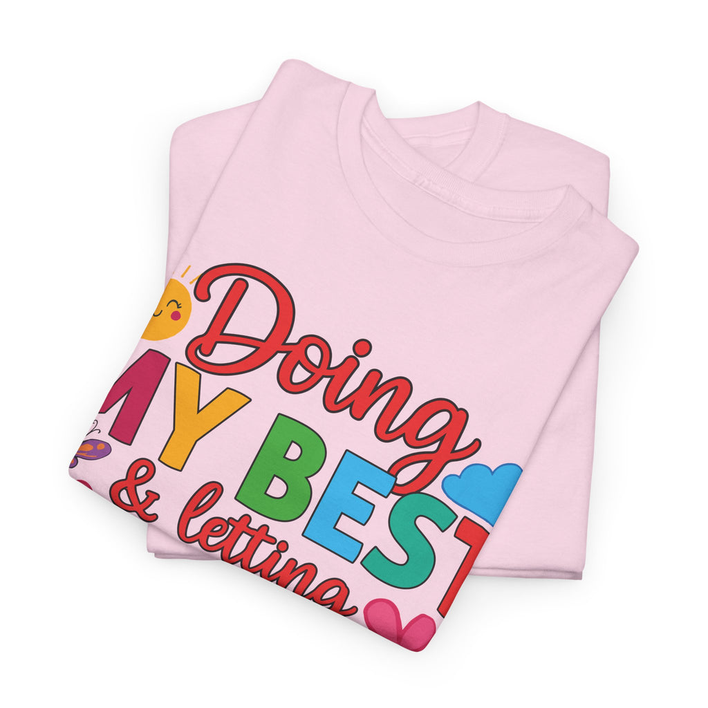 Doing My Best & Letting God Do The Rest T-Shirt — Floral Sun & Butterflies Inspirational Unisex Cotton Tee