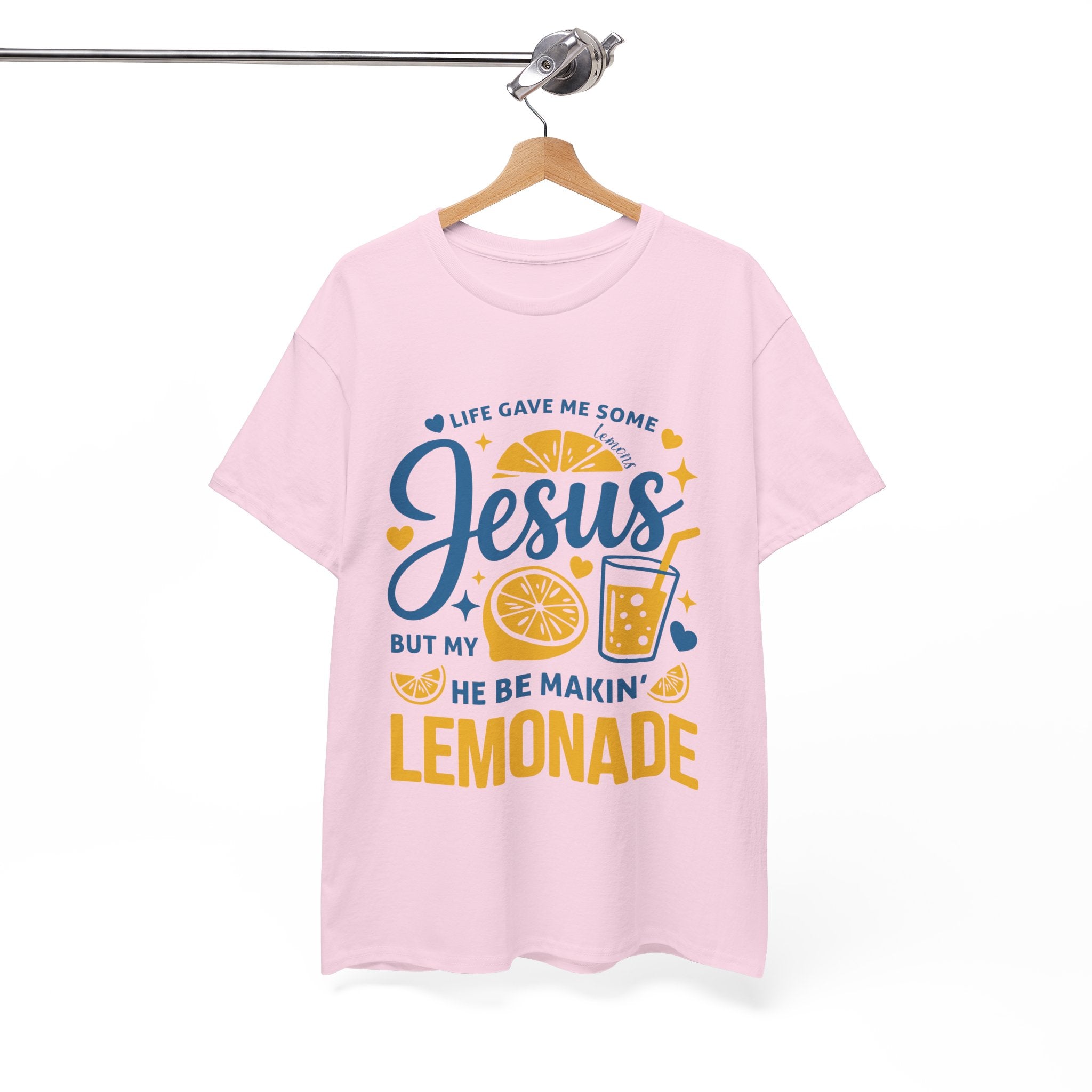 Christian Lemonade T-Shirt — “Life gave me some lemons but my Jesus He be makin’ lemonade”. Unisex Cotton Tee