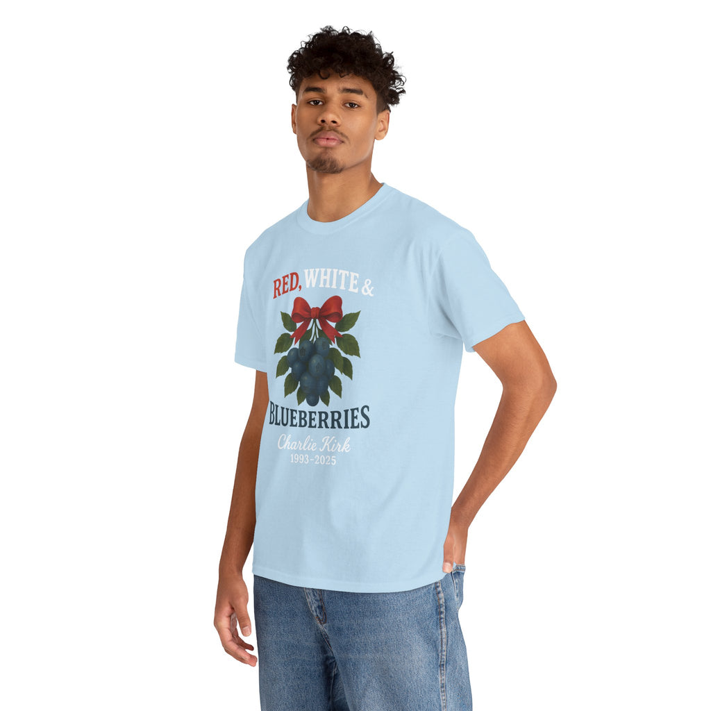 Red, White & Blueberries T-Shirt — Patriotic Blueberry Graphic Unisex Cotton Tee