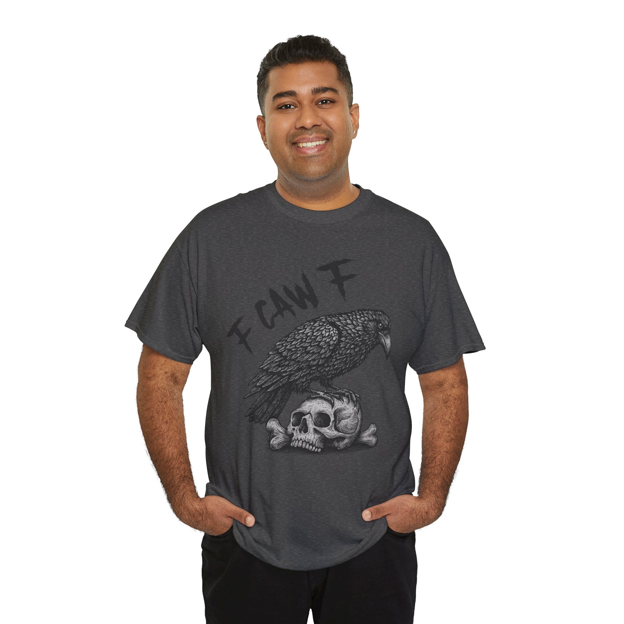 Gothic Crow & Skull T-Shirt — Dark Gothic Skull Unisex Cotton Tee