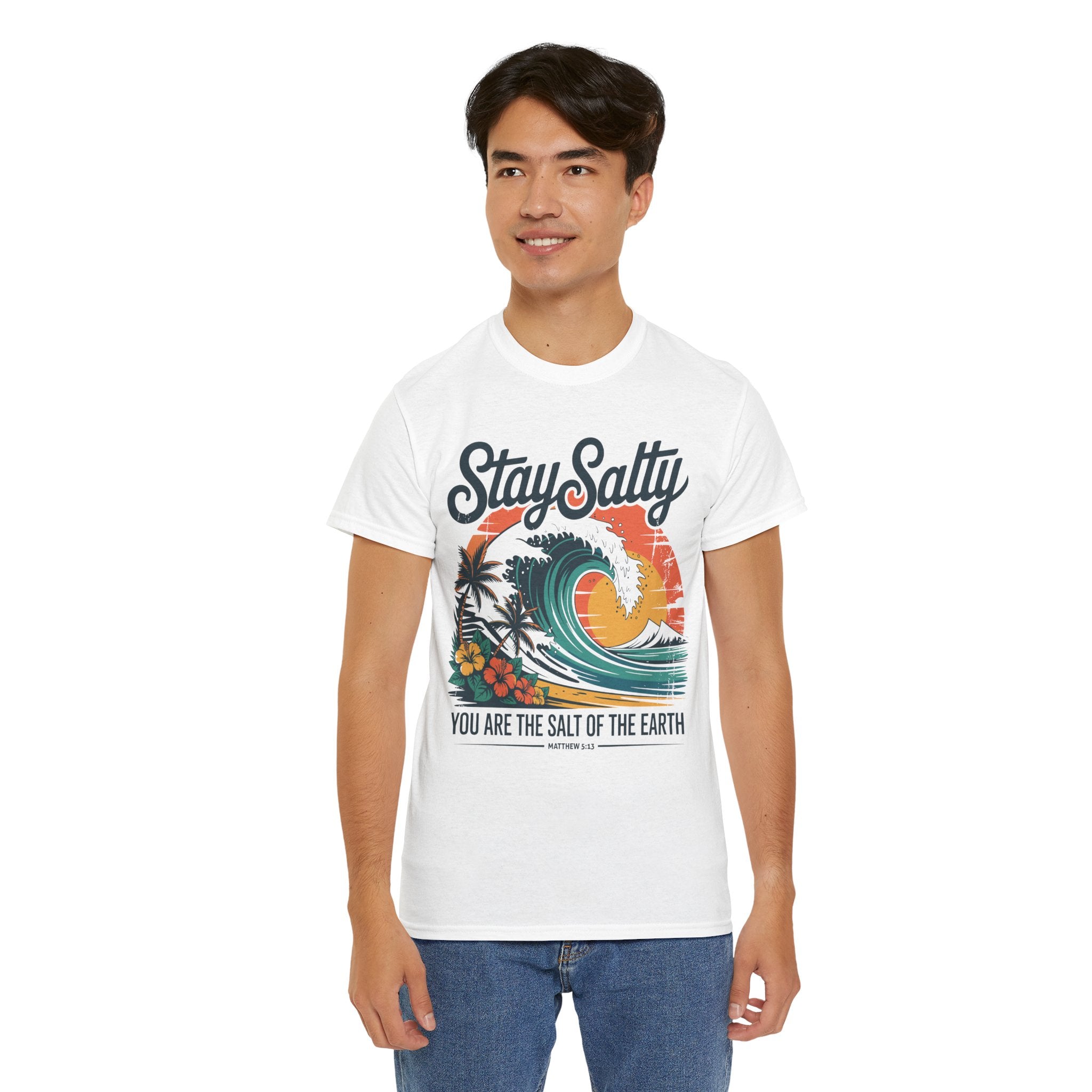 Stay Salty Beach Tee — "You are the salt of the earth (Matthew 5:13)"Unisex Cotton Tee