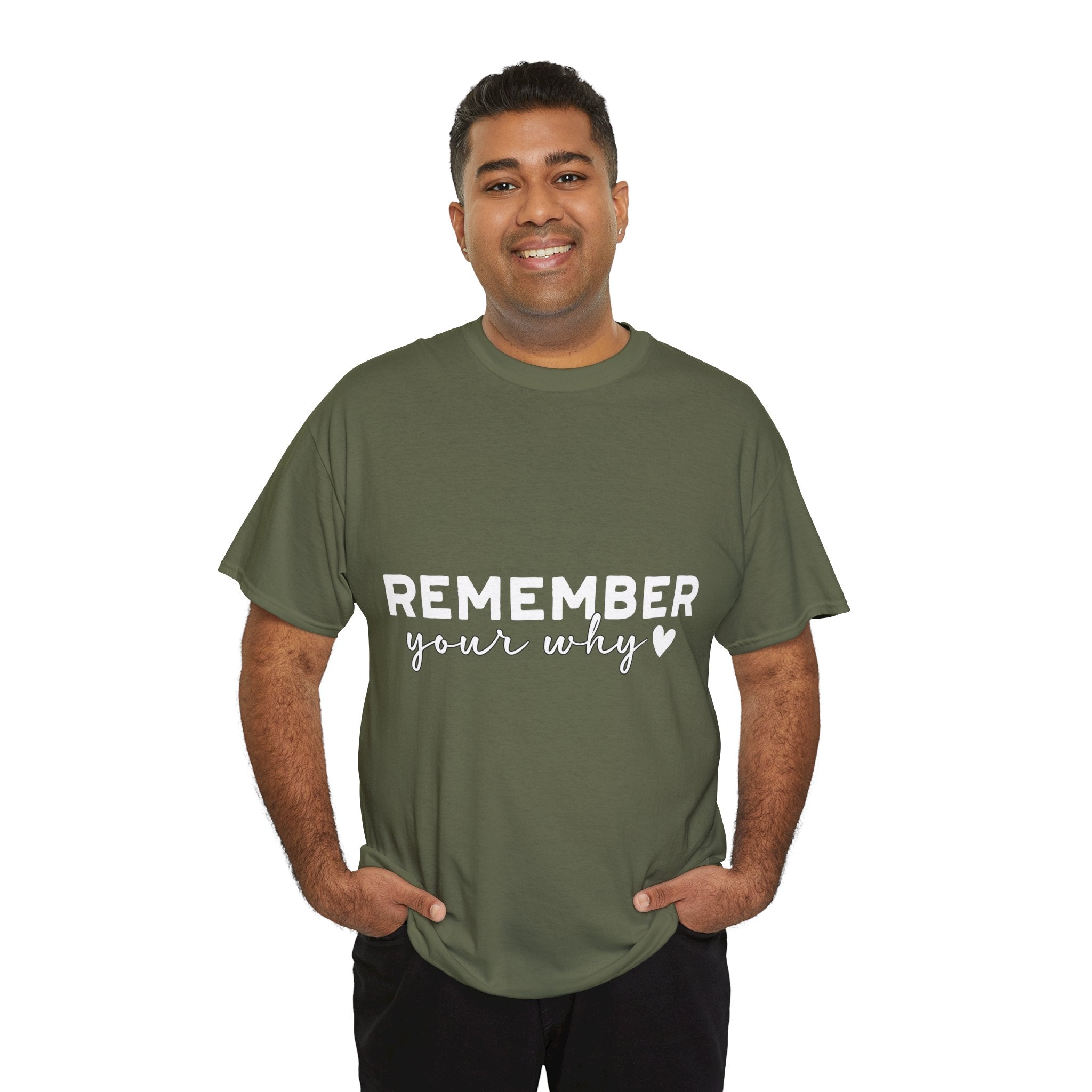 Remember Your Why Tee — Minimalist Heart Motivational Unisex Cotton Tshirt