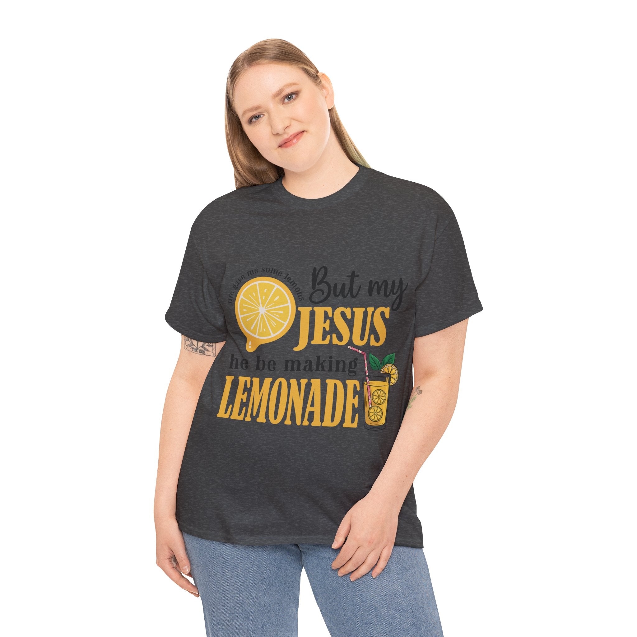 Jesus Lemonade Tee — Lemon Slice & Glass Graphic Christian Unisex Cotton T-Shirt