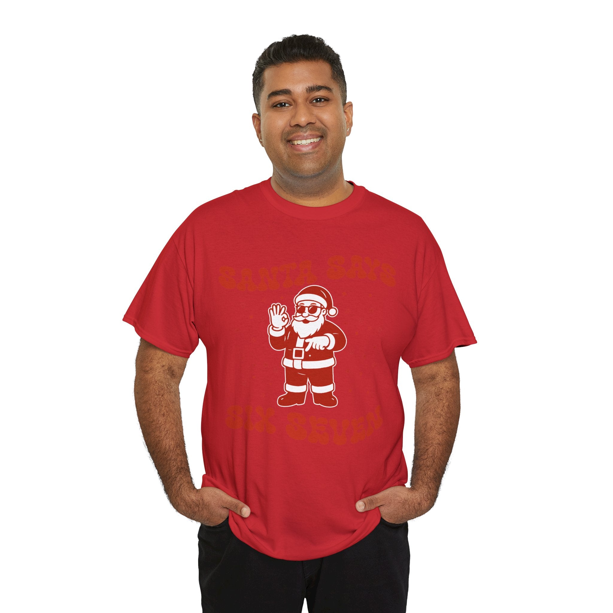 Retro 'Santa Says Six Seven' Christmas Unisex Cotton Tee