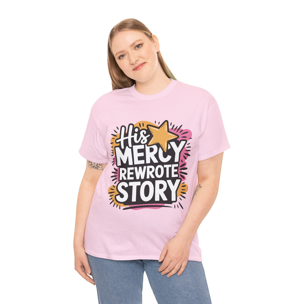 His Mercy Rewrote My Story Tee — Retro Christian Graphic T-Shirt
