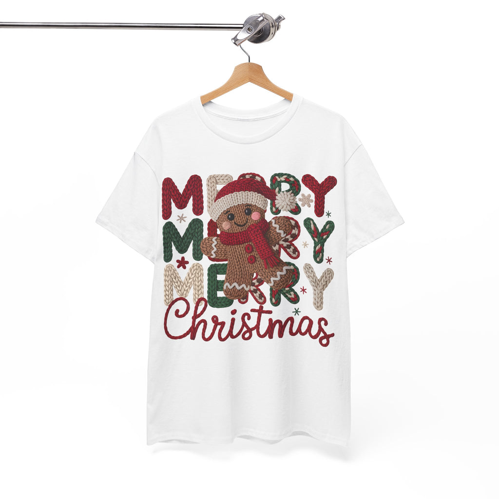 Merry Merry Merry Christmas Gingerbread Unisex Cotton Tee