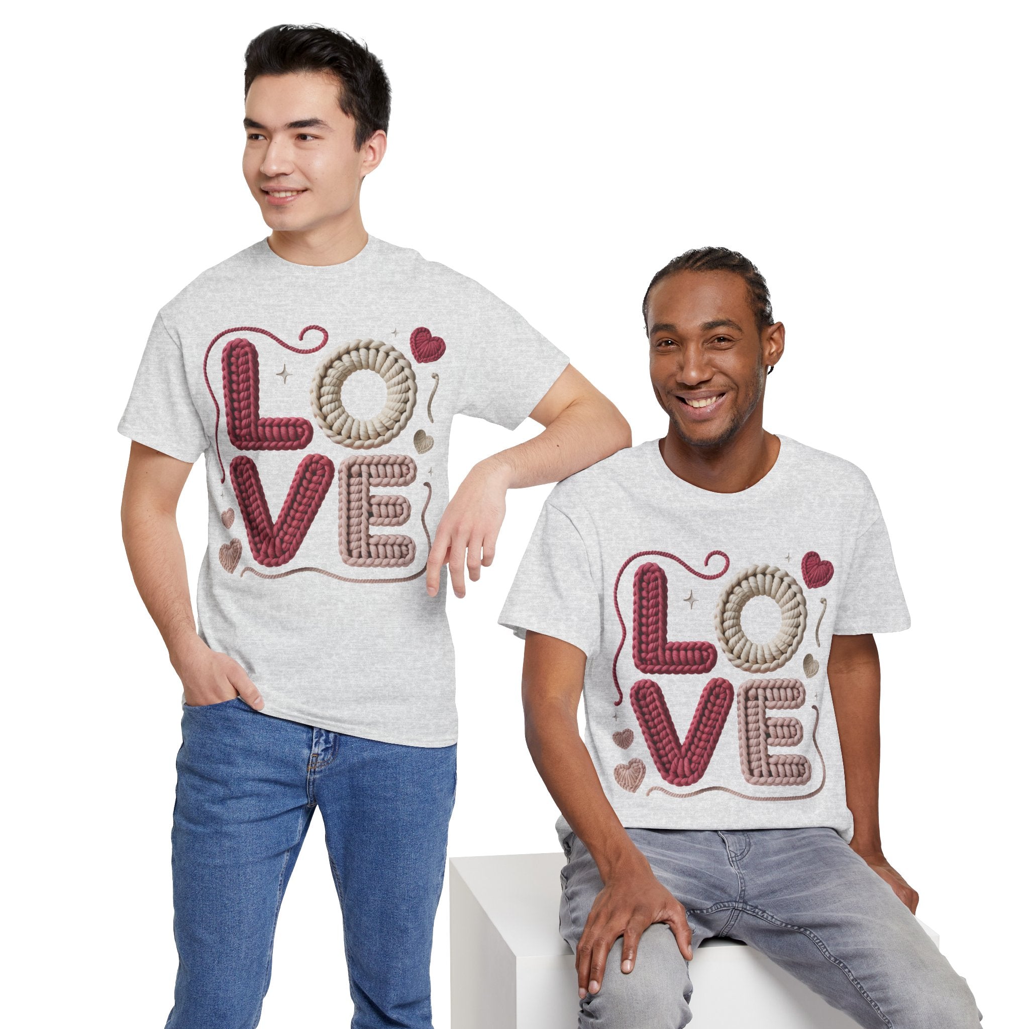 LOVE Faux Yarn Heart Unisex Cotton Tee
