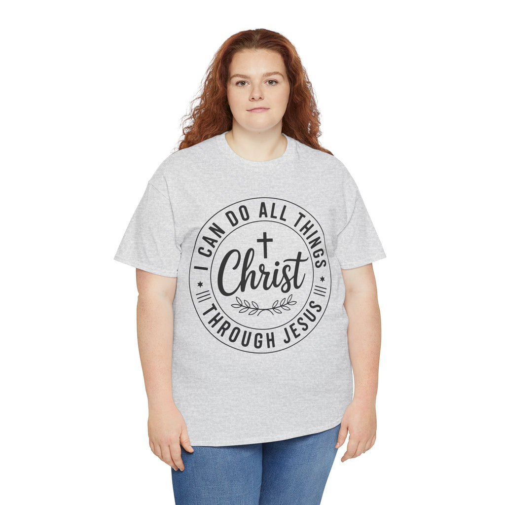 Christian Cross T‑Shirt — "I Can Do All Things Through Christ" Unisex Cotton tee