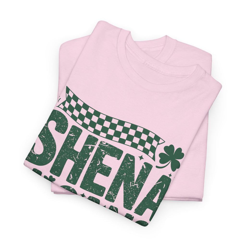 Shenanigans Clover Tee — Bright Green St. Patrick’s Day Shirt with Checkered Flag Unisex Cotton Tee