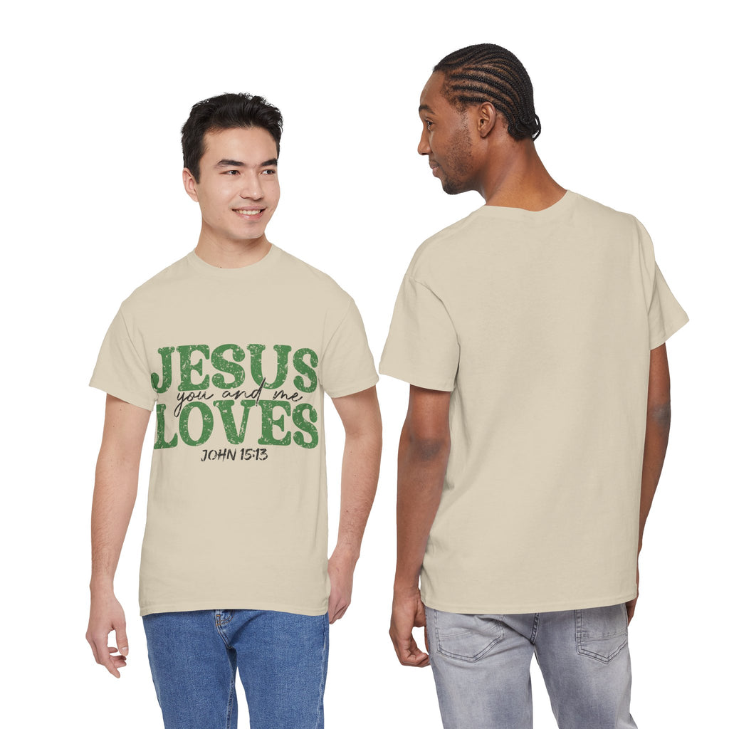 Jesus Loves Vintage Tee — Green Retro Christian Unisex Cotton T-Shirt