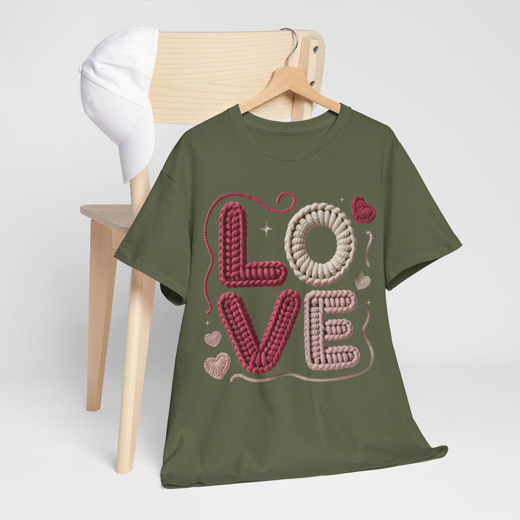 LOVE Faux Yarn Heart Unisex Cotton Tee