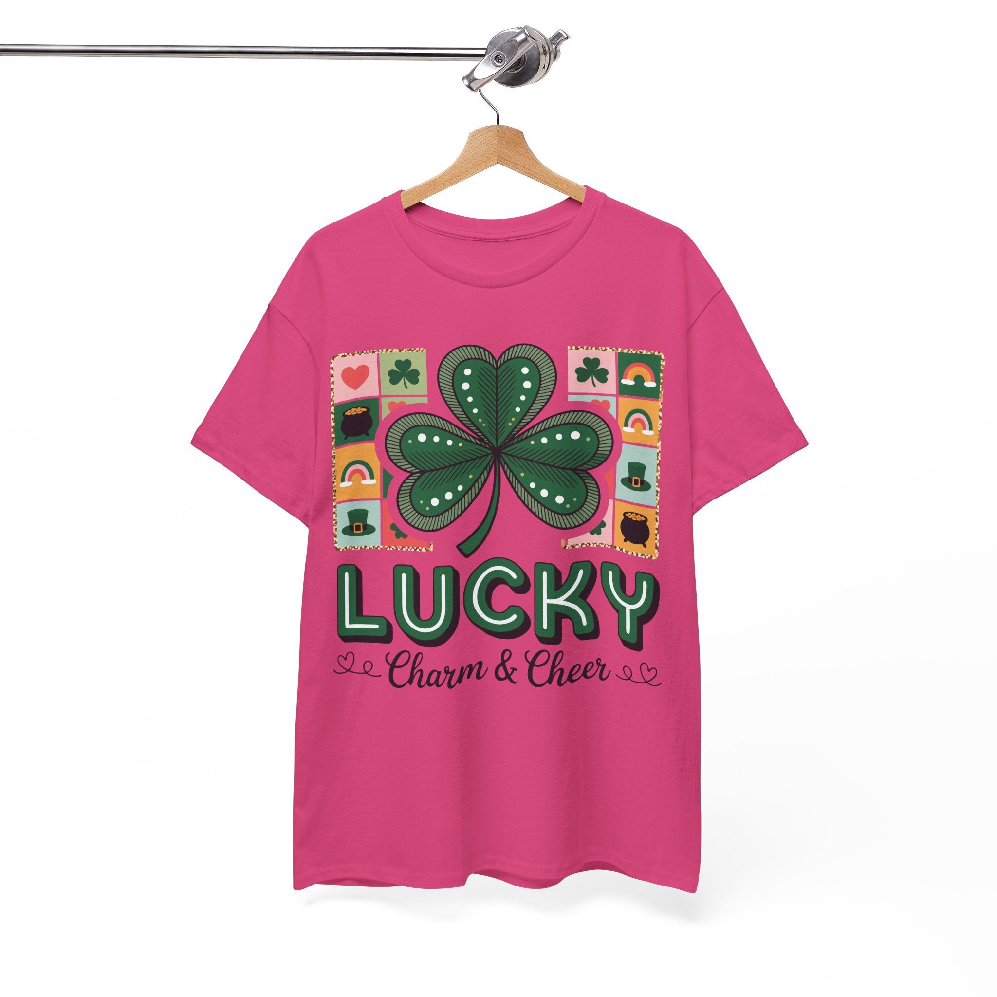 Lucky Charm & Cheer Clover Tee — Patchwork St. Patrick’s Day Unisex Cotton T-Shirt