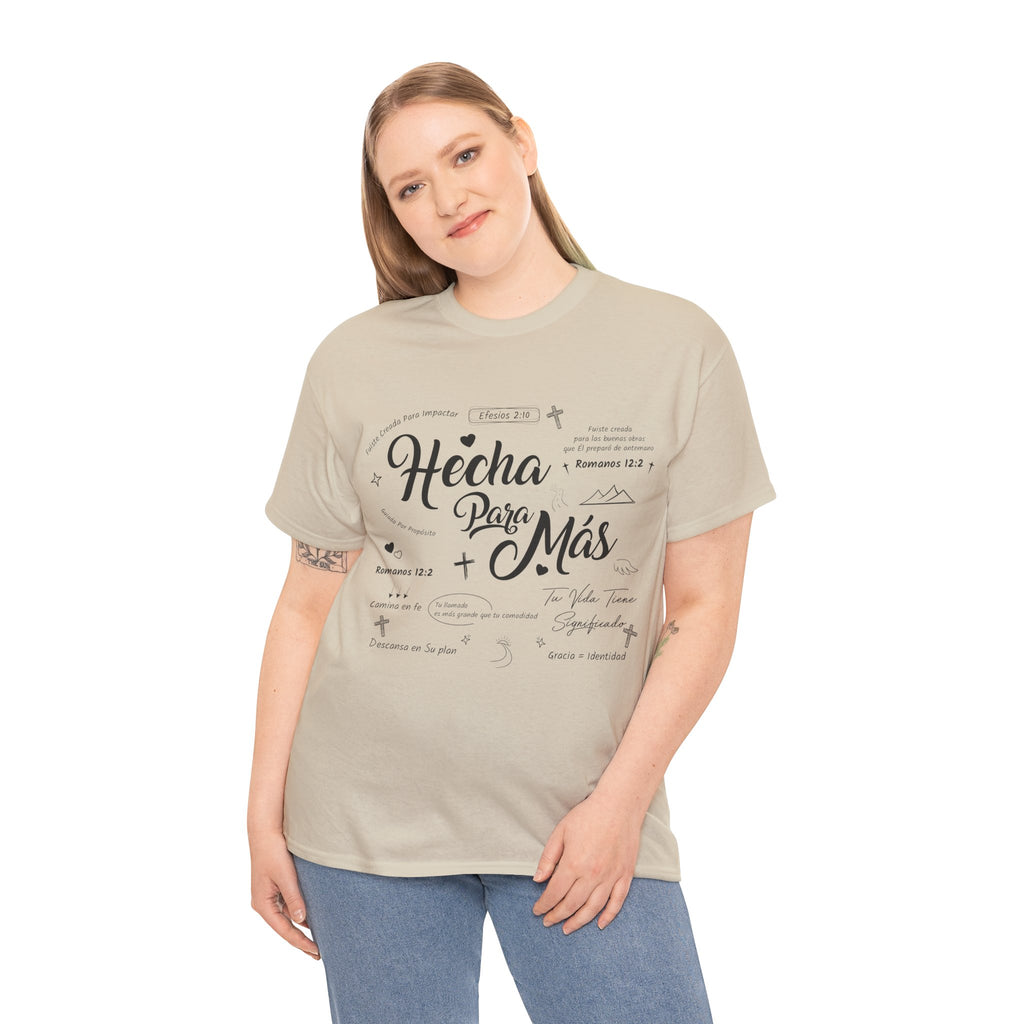 Hecha Para Más Christian T‑Shirt — Spanish Faith Typography Unisex Cotton Tee