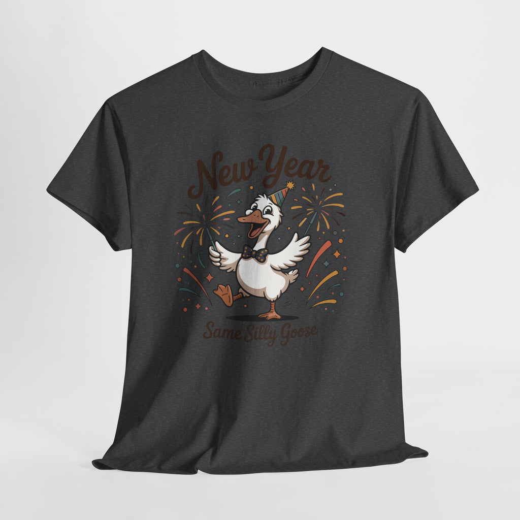 New Year Same Silly Goose T-Shirt — Party Goose Graphic Unisex Cotton Tee