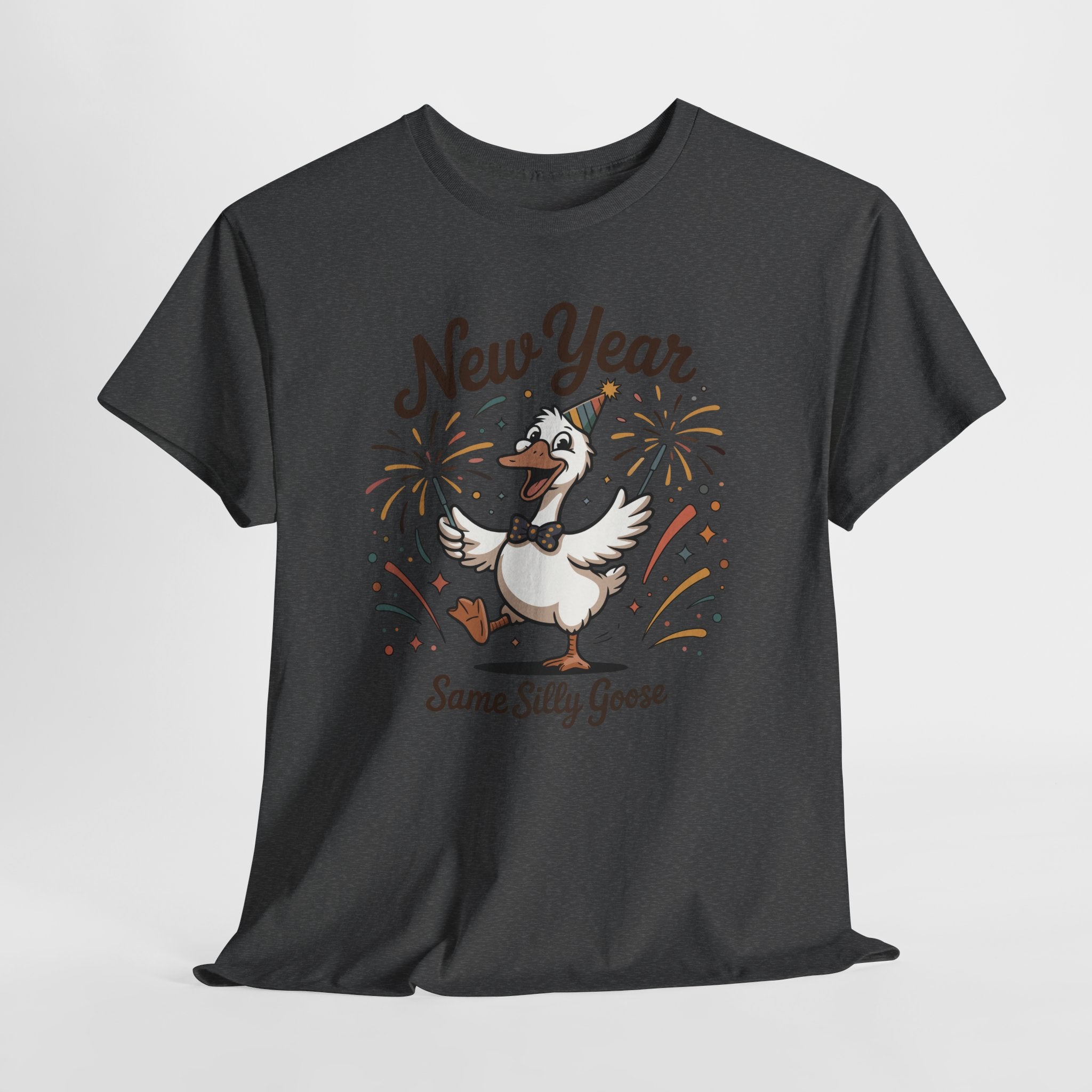 New Year Same Silly Goose T-Shirt — Party Goose Graphic Unisex Cotton Tee