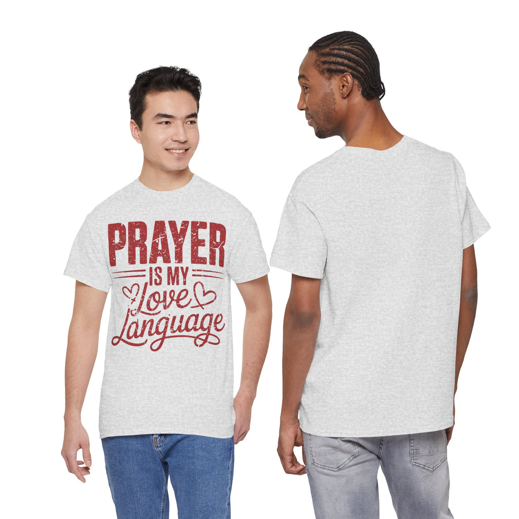 Prayer Is My Love Language T-Shirt — Faith-Inspired Red Hearts Unisex Cotton Tee