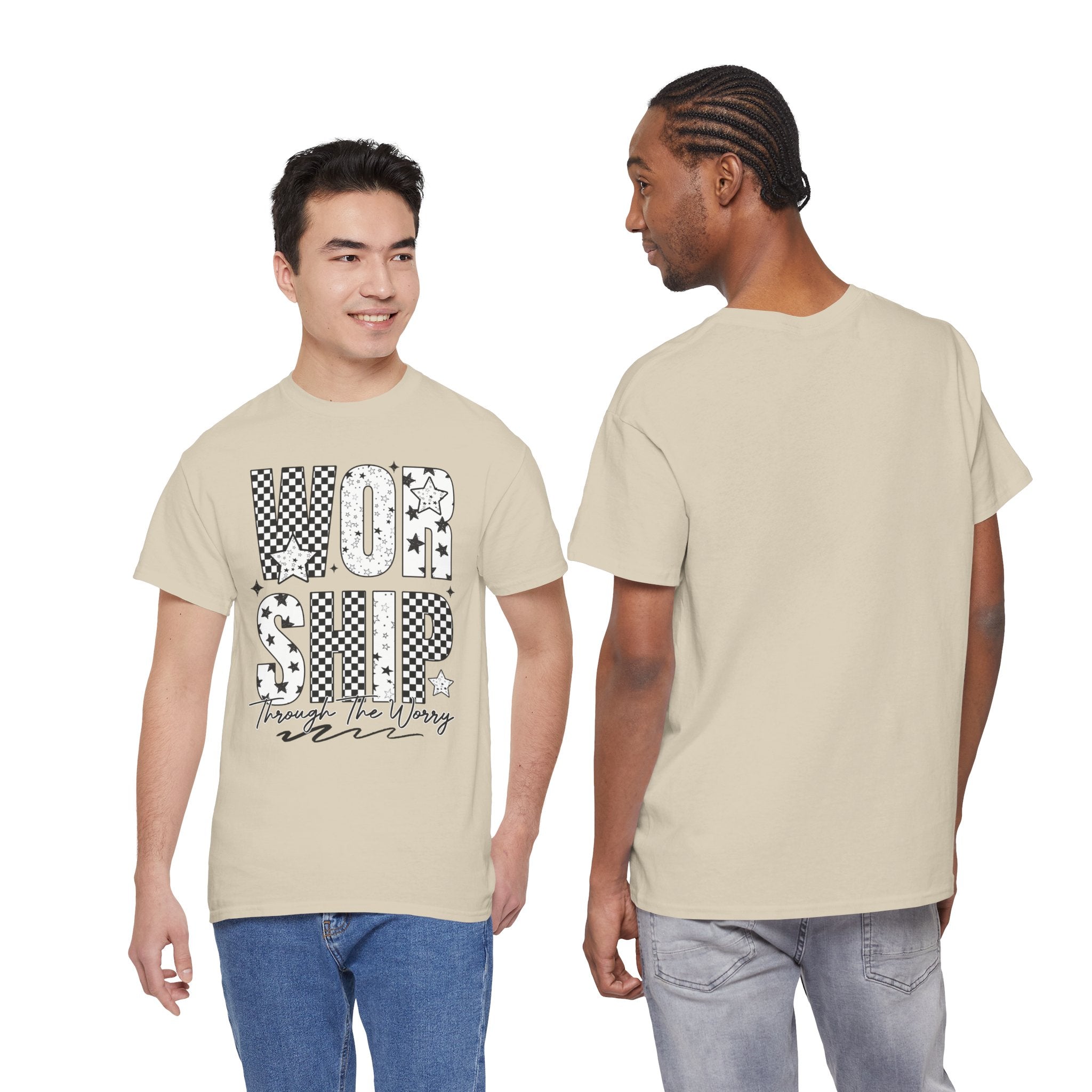 WORSHIP Through The Worry Checkerboard Unisex Cotton Tee