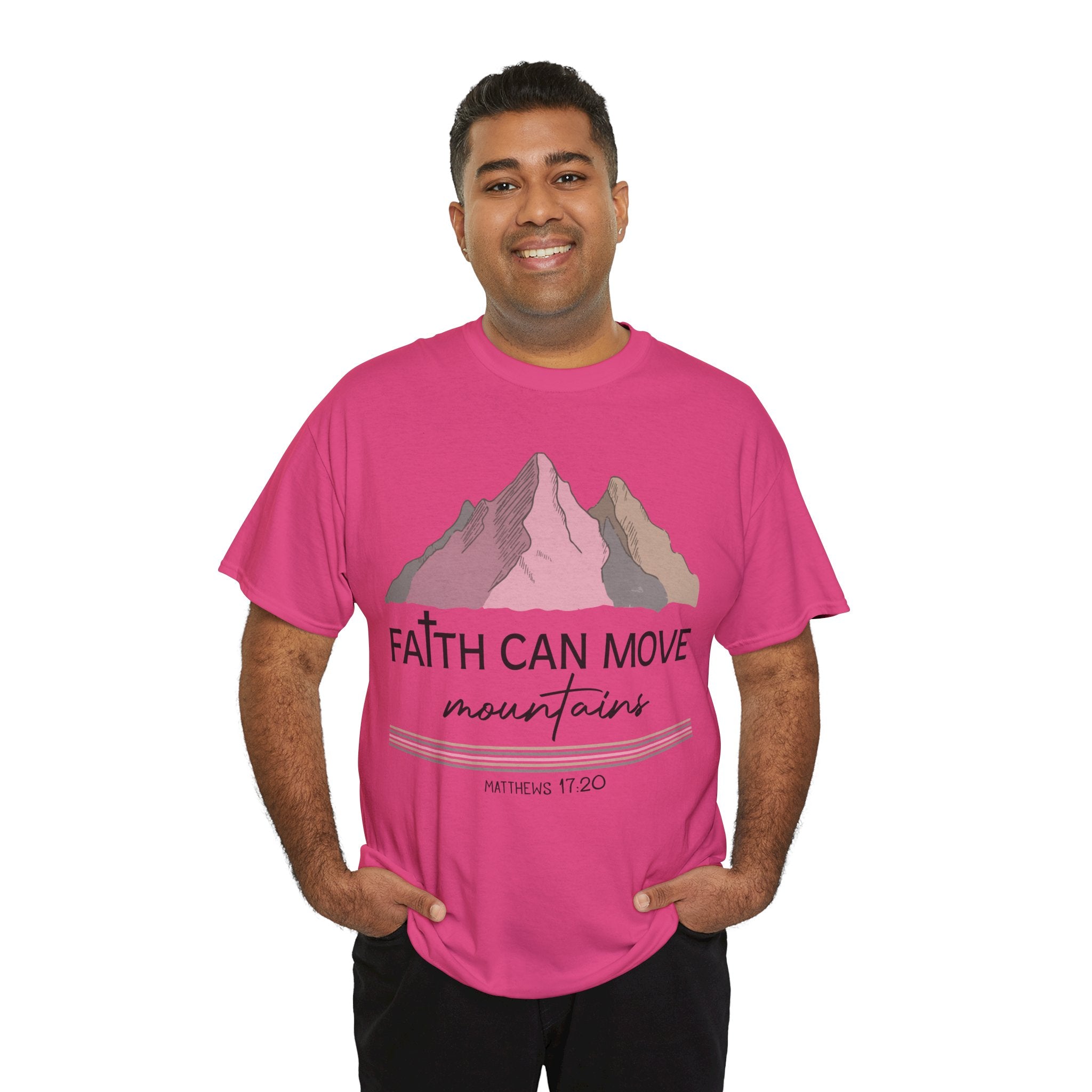 Faith Can Move Mountains Mountain Tee — Pastel Inspirational Christian Unisex Cotton T-Shirt