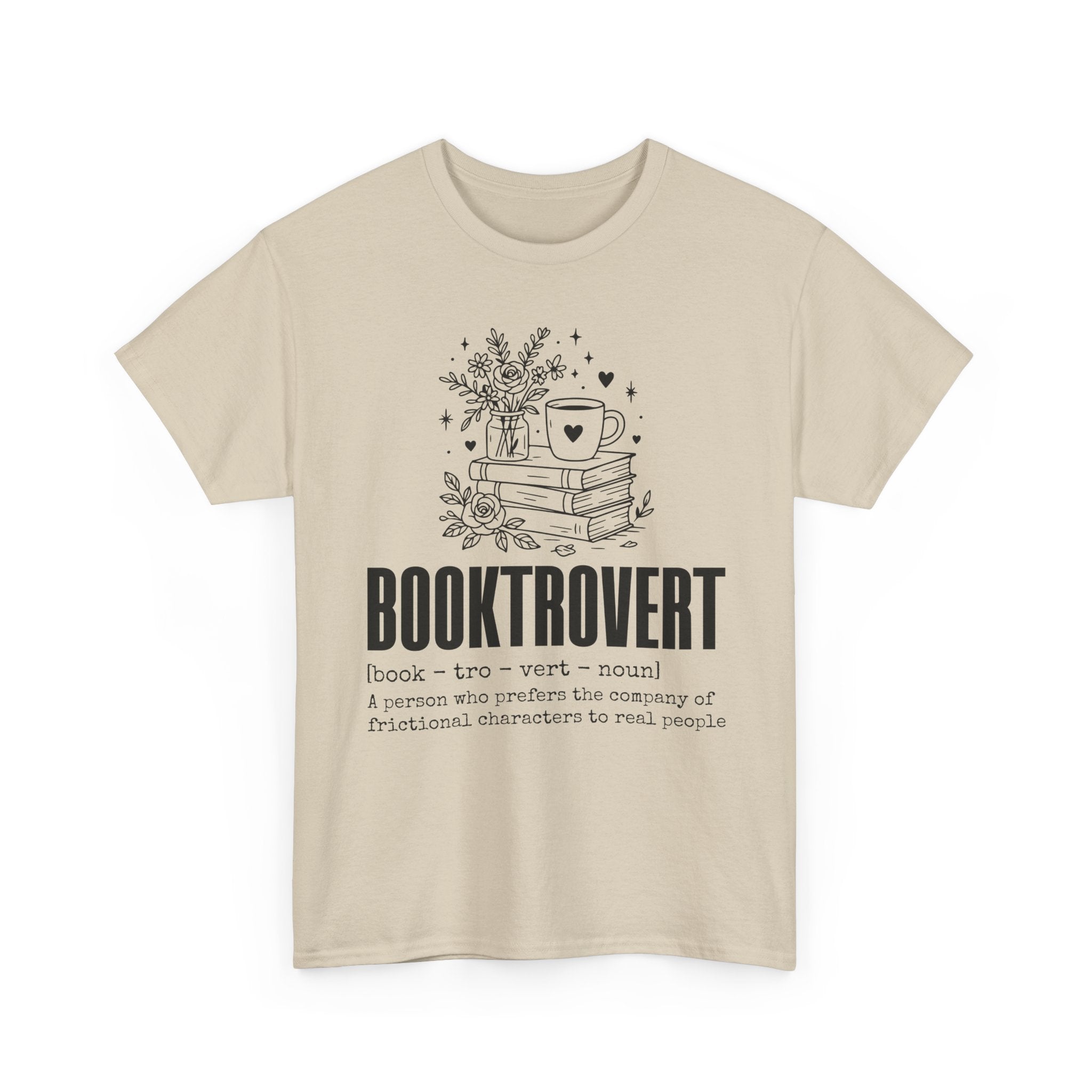 Booktrovert Graphic Tee — "Booktrovert" Definition, Books & Coffee Design Unisex Cotton Tee