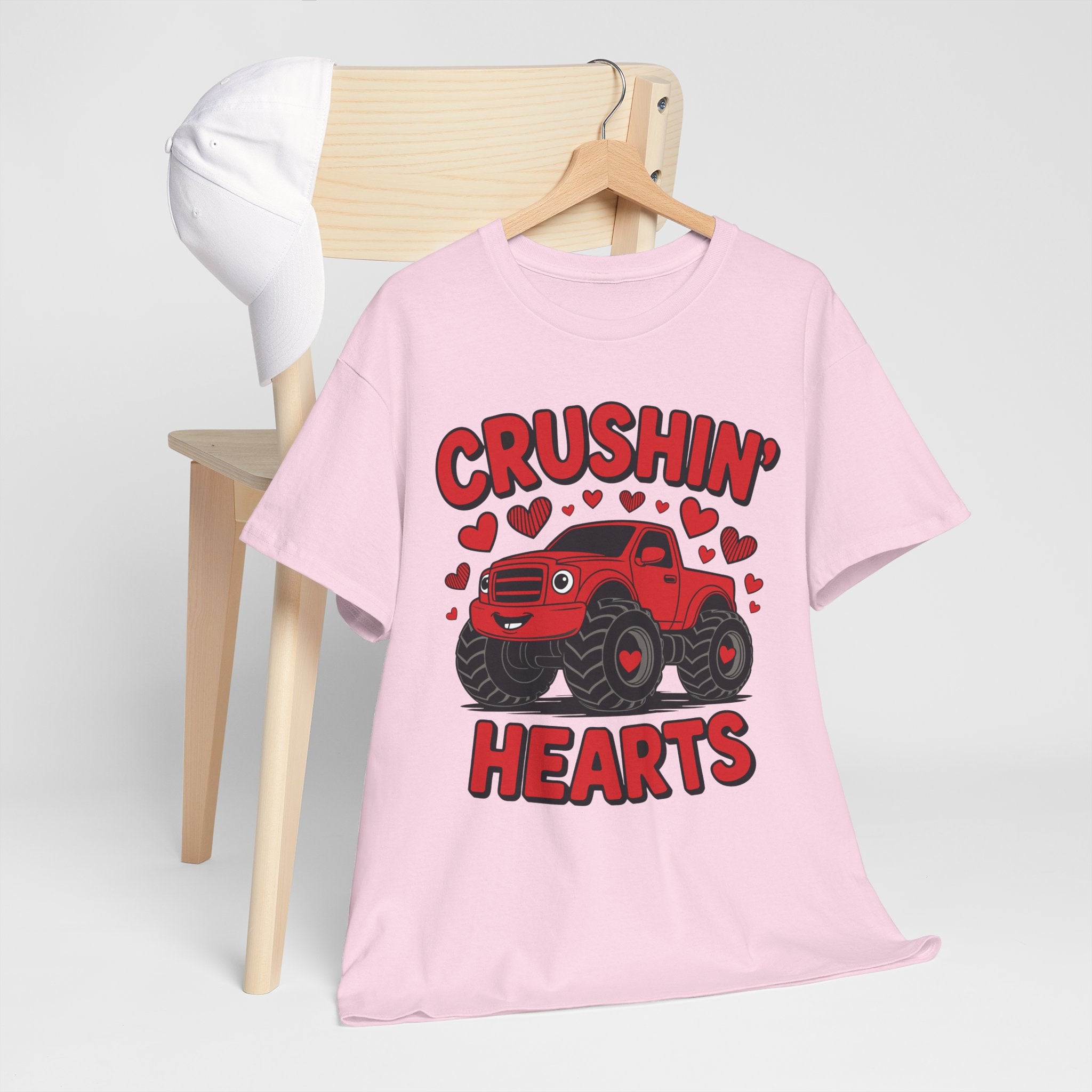 Crushin’ Hearts Valentine Monster Truck Unisex Cotton Tee