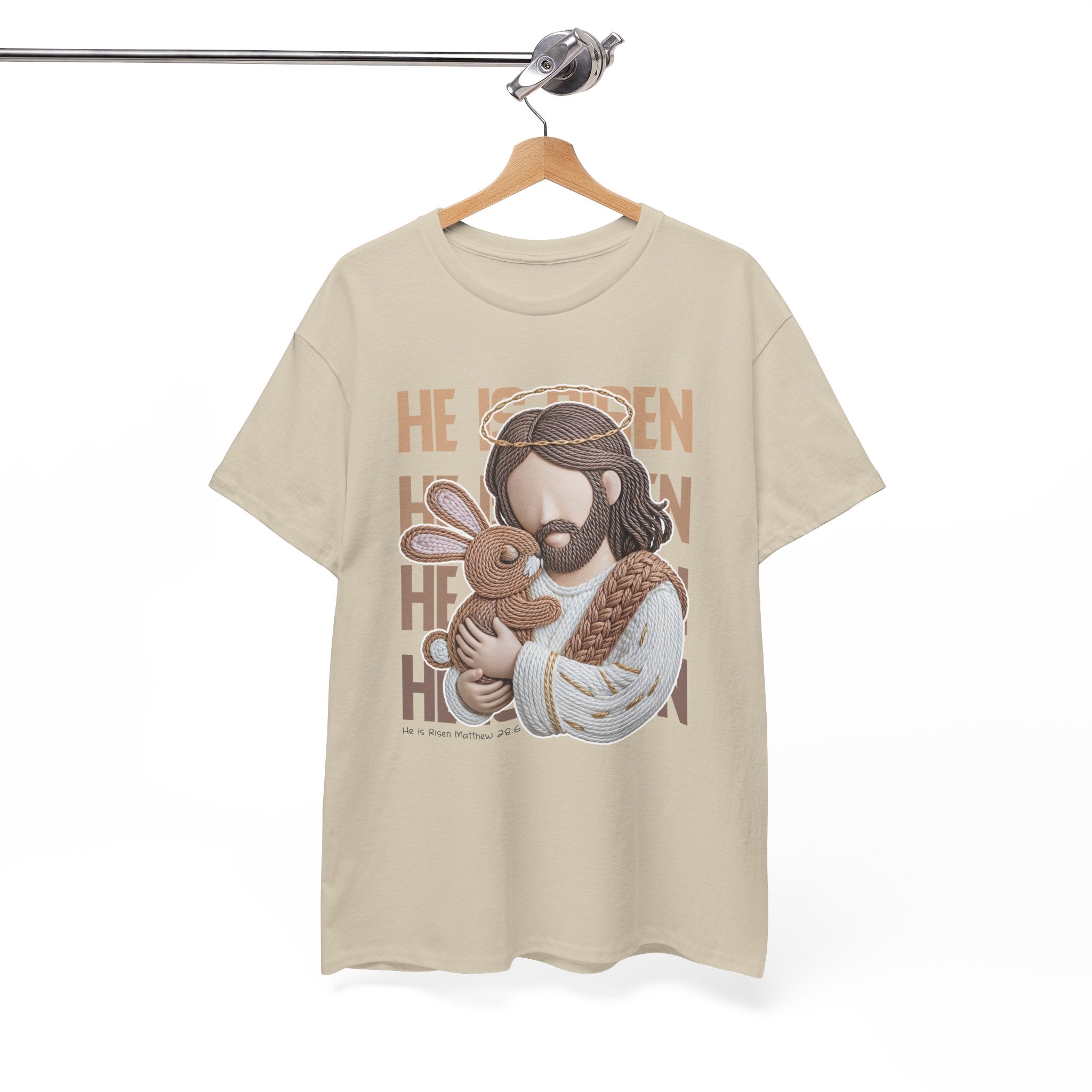 He Is Risen Matthew 28:6 Jesus With Lamb Unisex Cotton T-Shirt