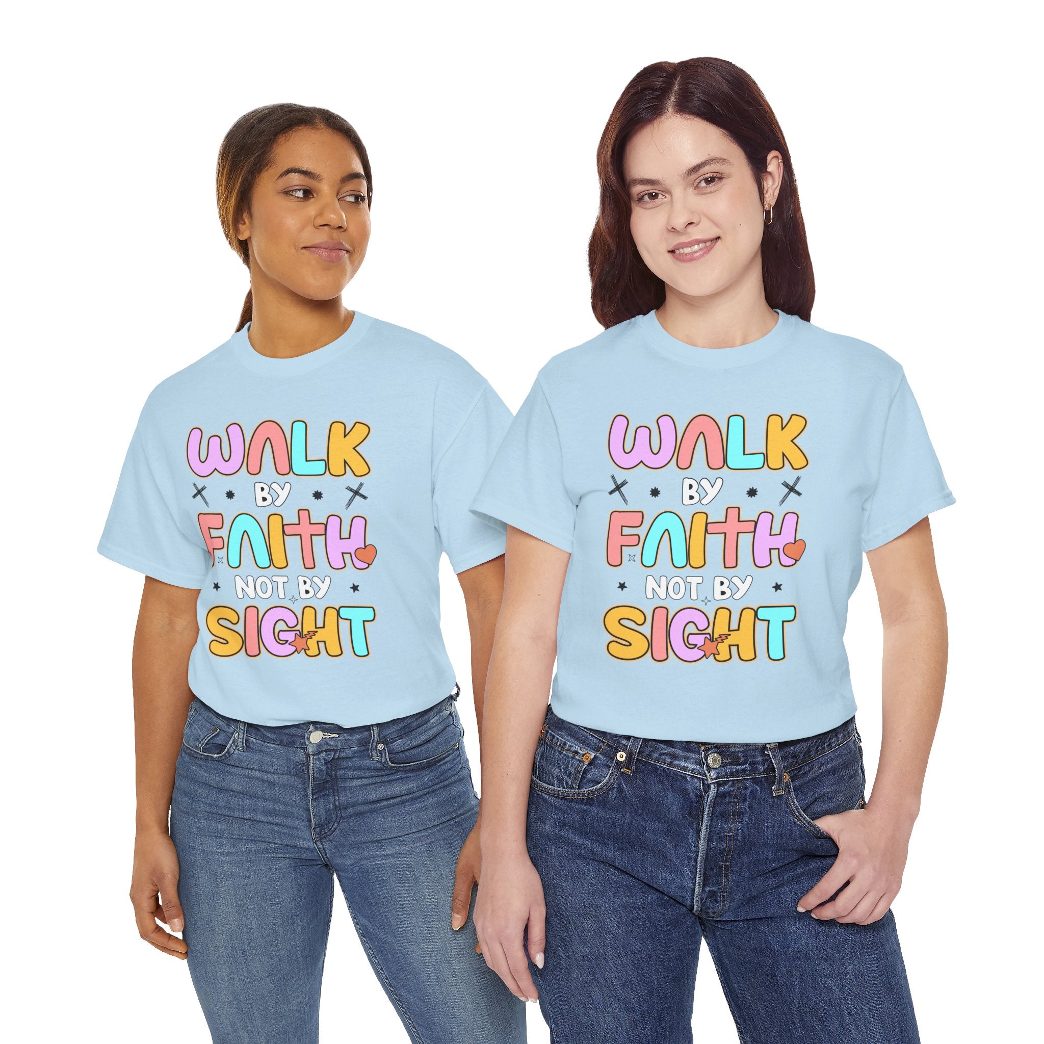 Walk by Faith Not by Sight T-Shirt — Pastel Christian Faith Unisex Cotton Tee