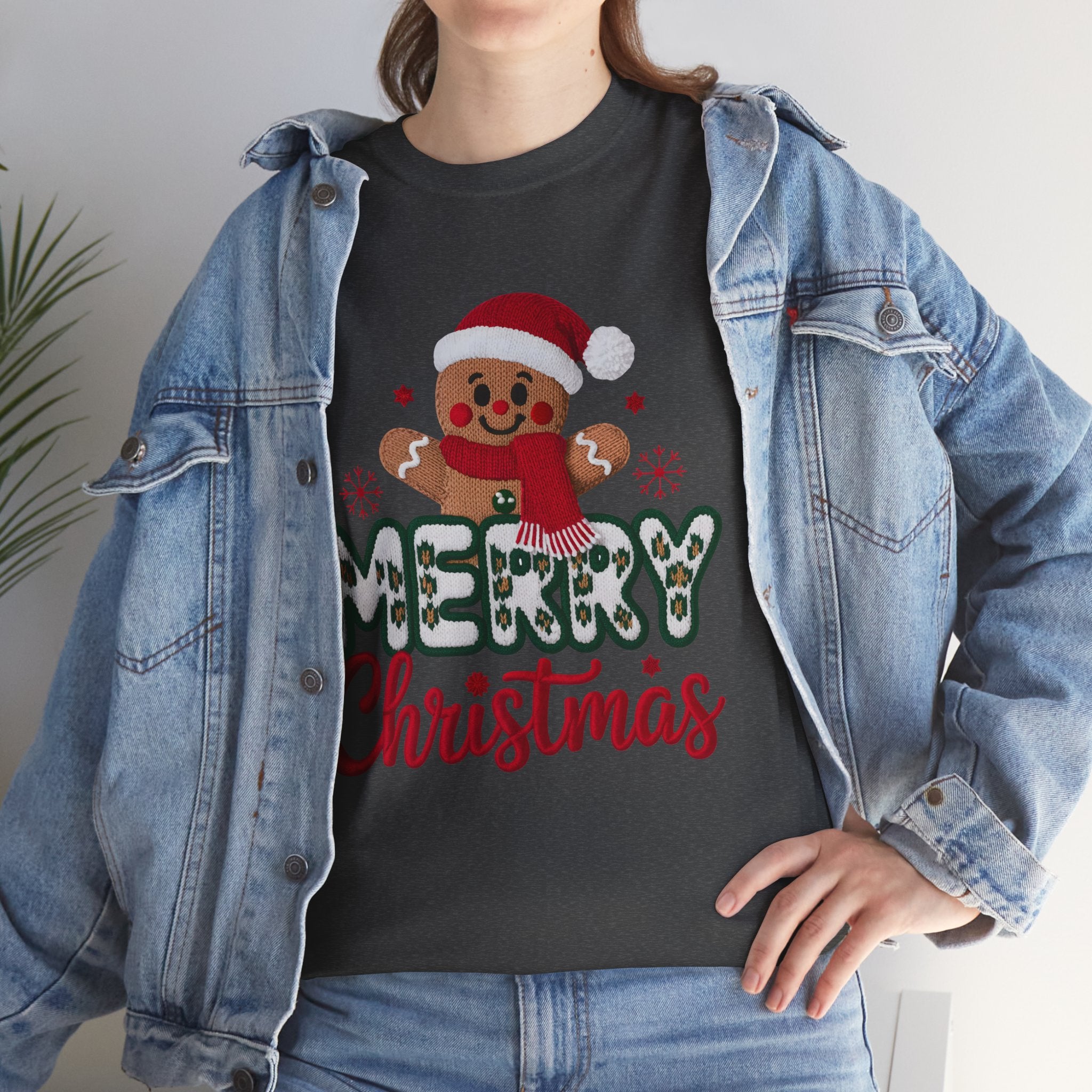 Gingerbread Santa 'Merry Christmas' Unisex Cotton Tee T-Shirt