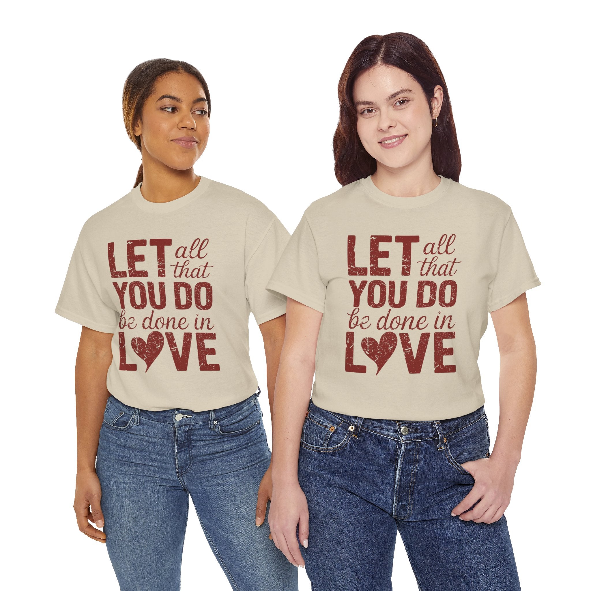 Let All That You Do Be Done In Love T-Shirt — Rustic Red Typography Unisex Cotton Tee