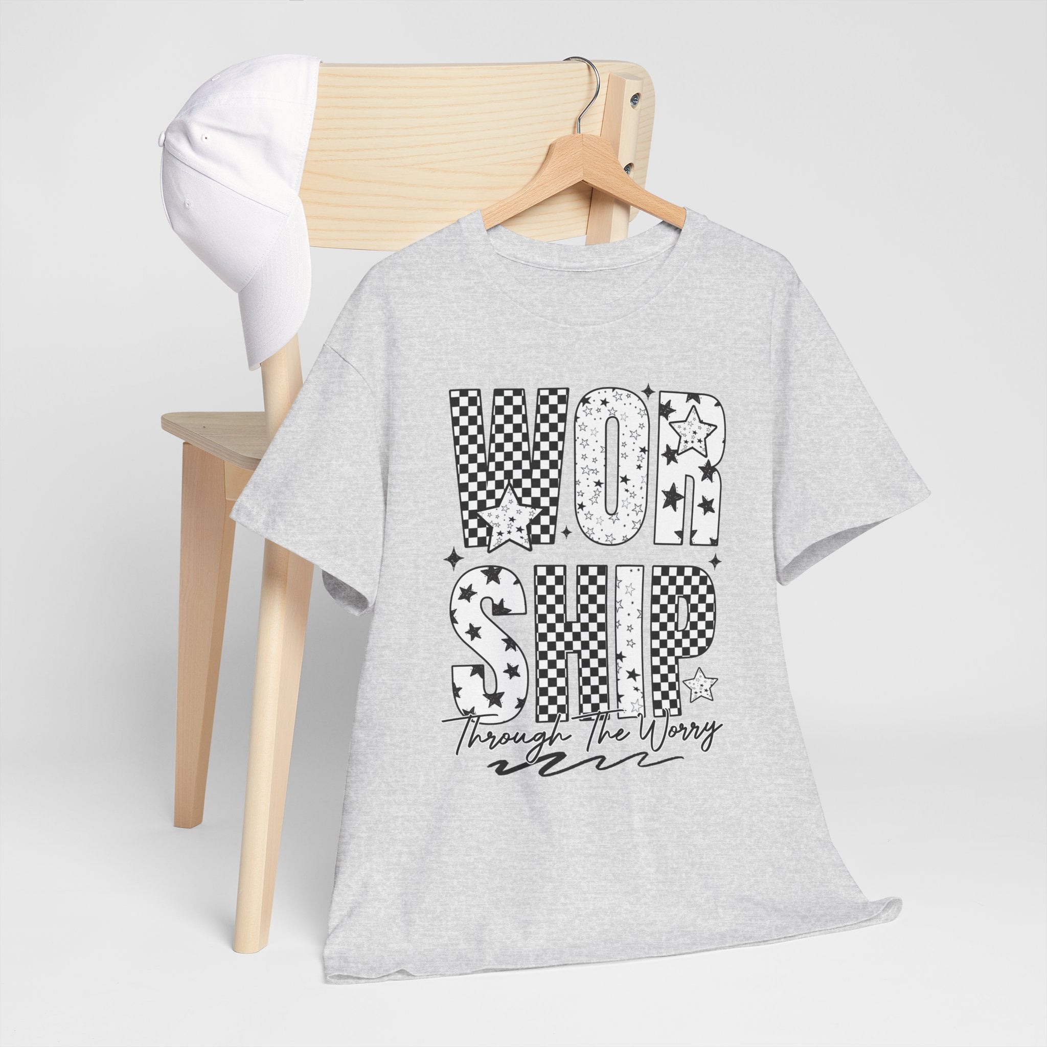 WORSHIP Through The Worry Checkerboard Unisex Cotton Tee
