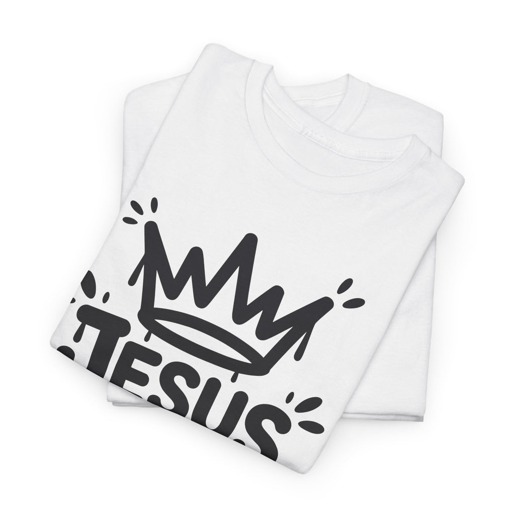 Jesus Is King Crown T-Shirt — Minimalist Christian Unisex Cotton Tee