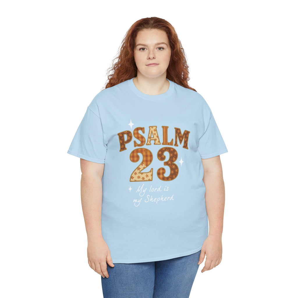 Psalm 23 Floral Tee — “My Lord Is My Shepherd” Stitched-Text Unisex Cotton Tee