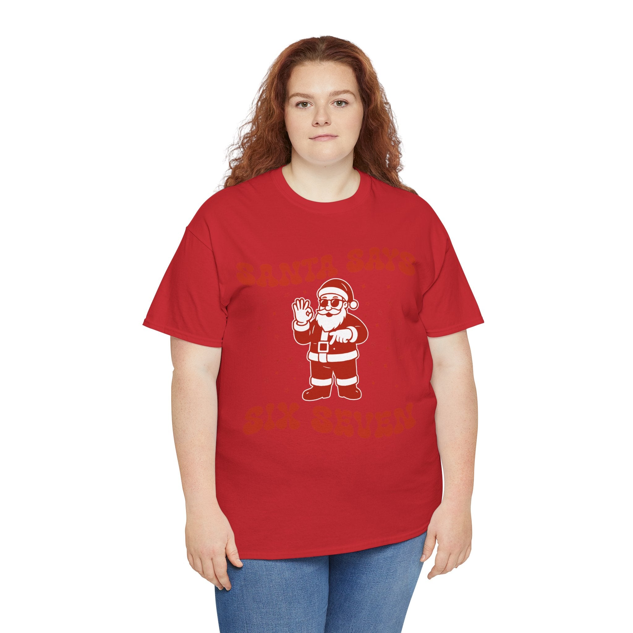 Retro 'Santa Says Six Seven' Christmas Unisex Cotton Tee