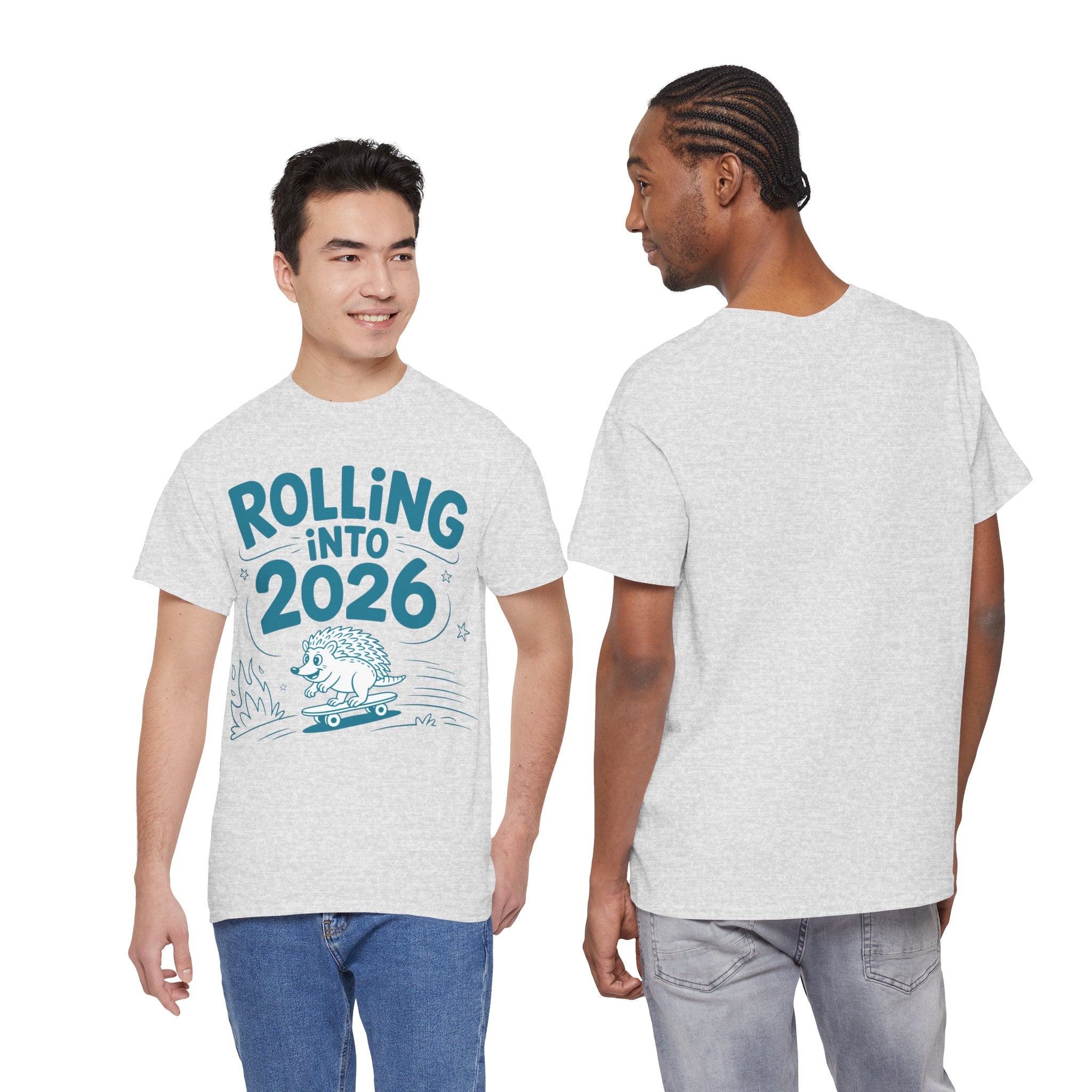 Rolling Into 2026 Hedgehog Skateboard Unisex Cotton Tee