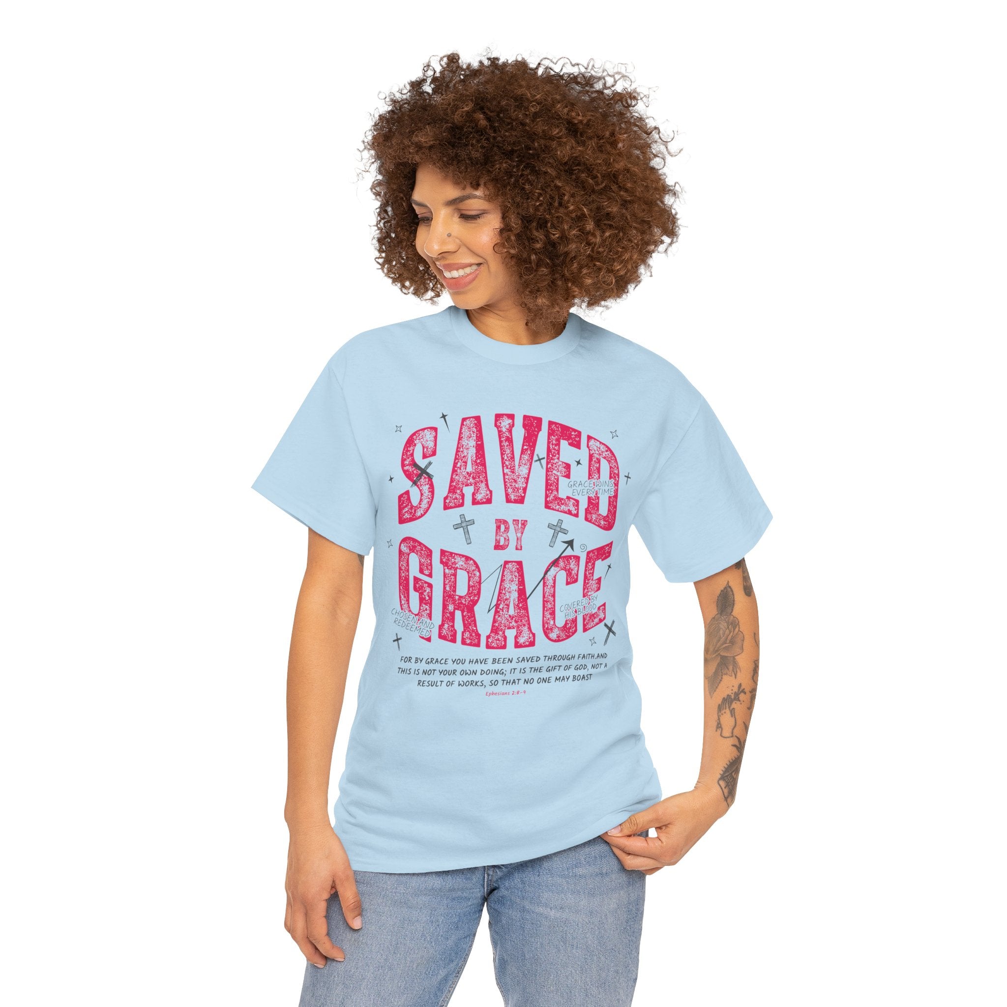 Saved by Grace Ephesians 2:8-9 Unisex Cotton T-Shirt