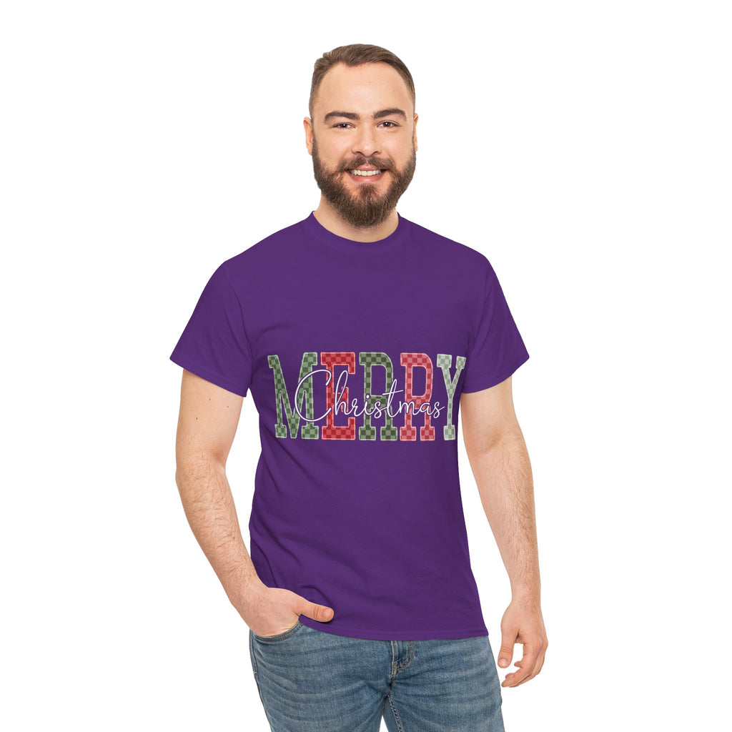 Plaid Merry Christmas Unisex Cotton Tee