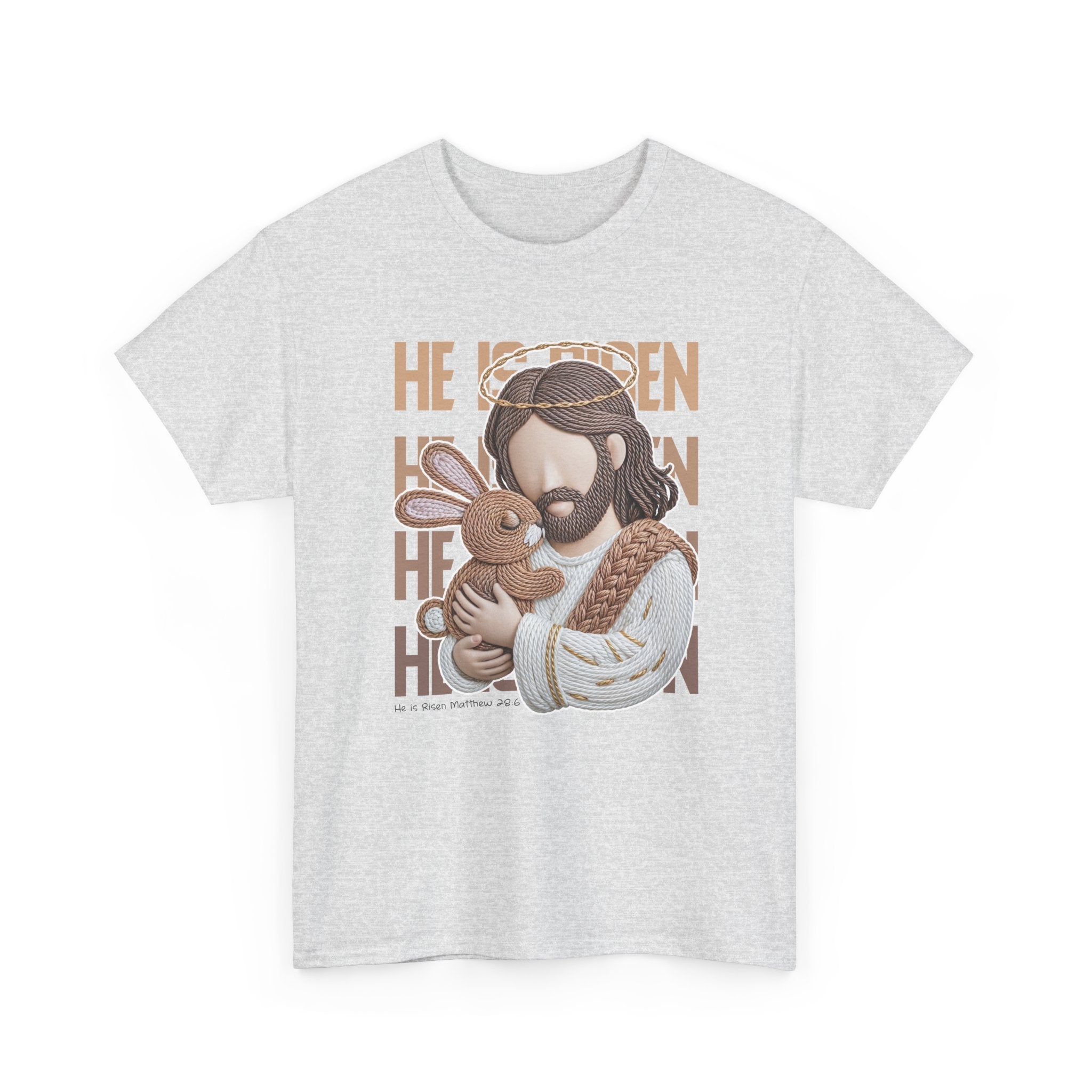 He Is Risen Matthew 28:6 Jesus With Lamb Unisex Cotton T-Shirt