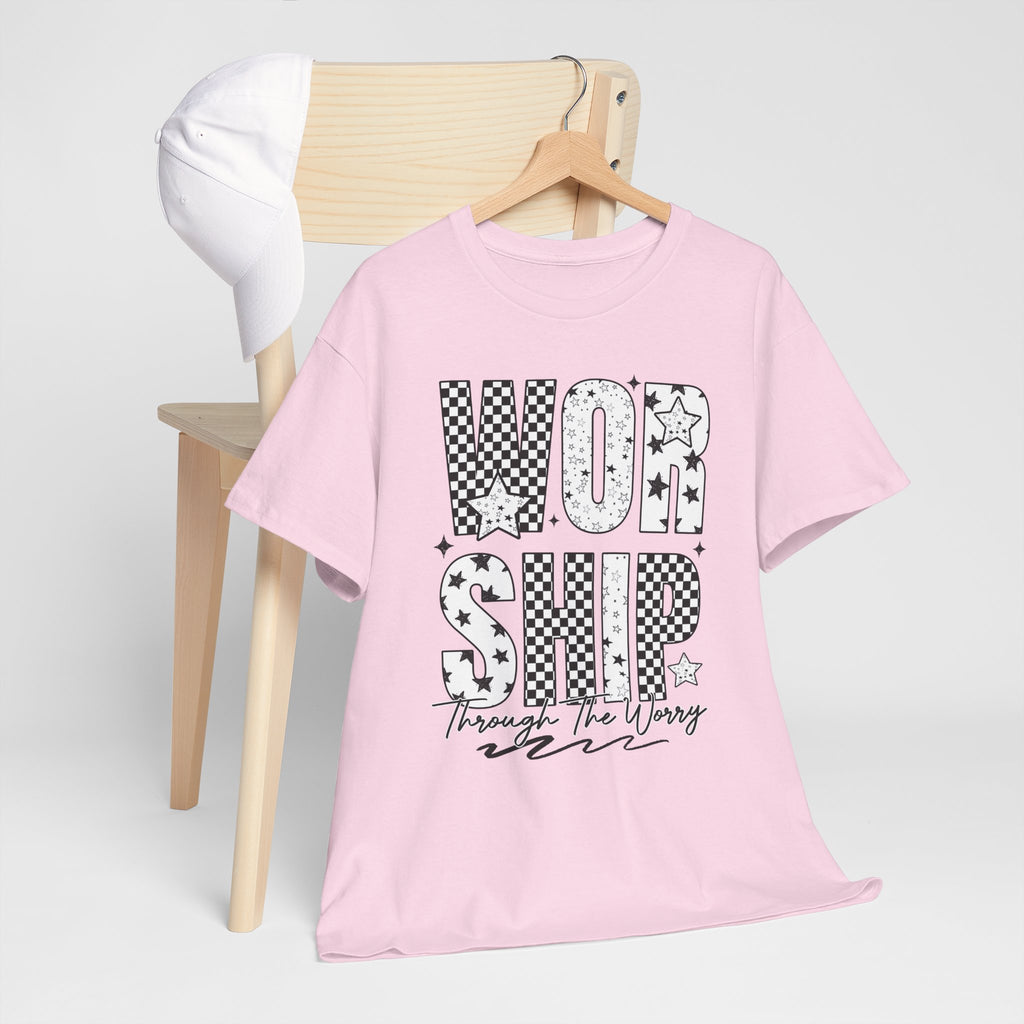 WORSHIP Through The Worry Checkerboard Unisex Cotton Tee
