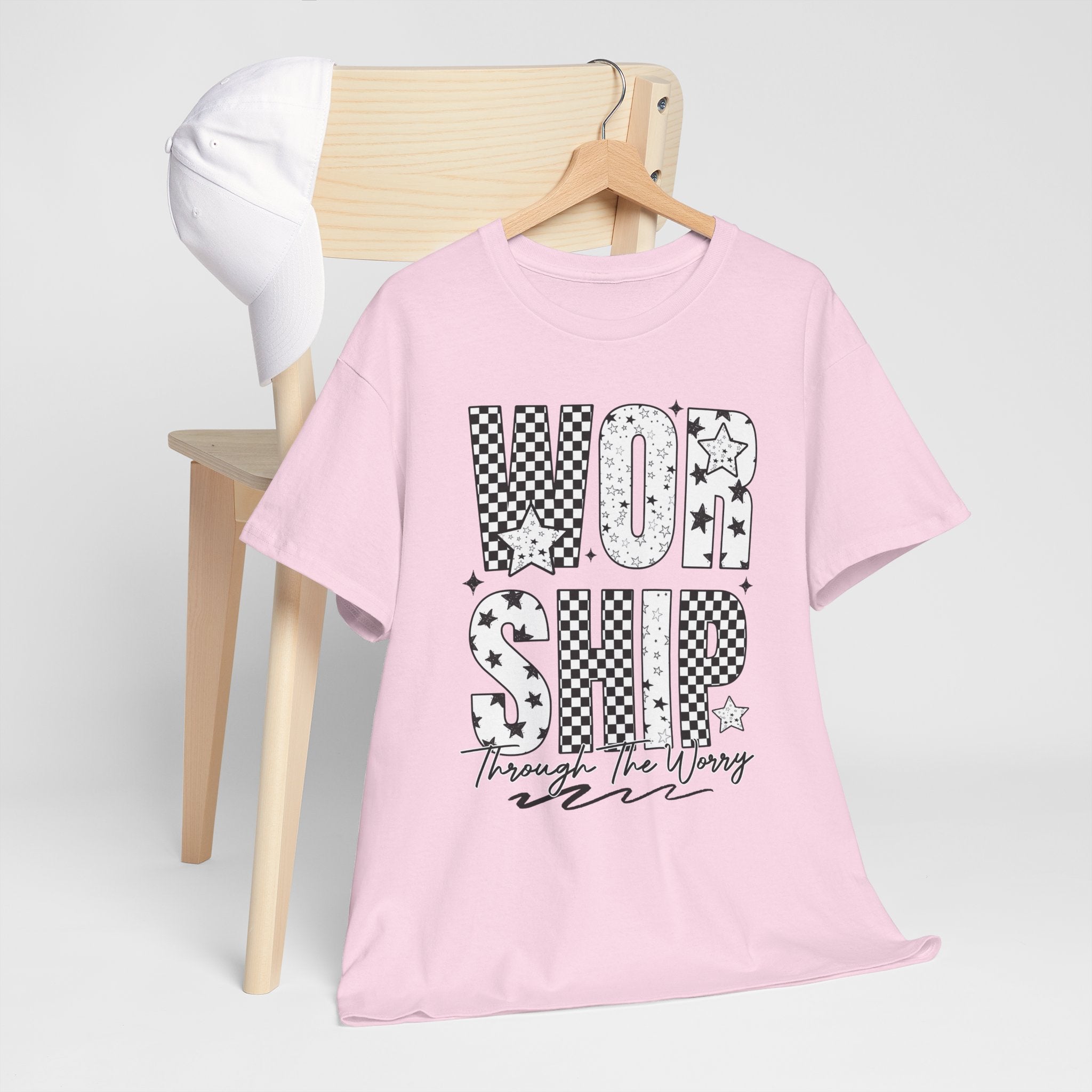 WORSHIP Through The Worry Checkerboard Unisex Cotton Tee