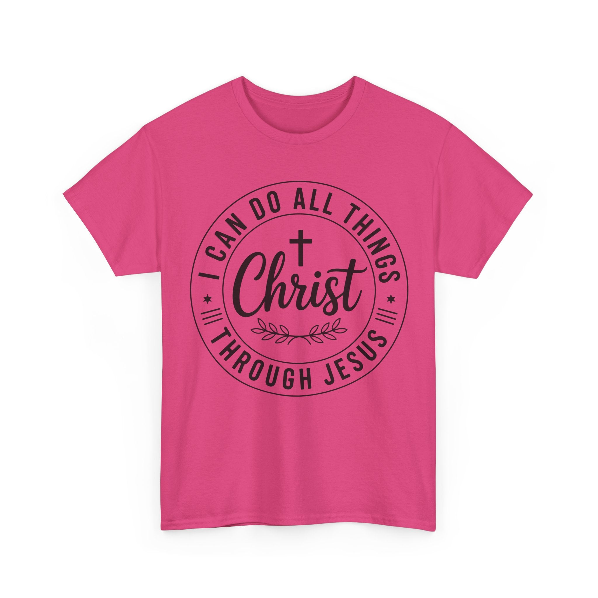 Christian Cross T‑Shirt — "I Can Do All Things Through Christ" Unisex Cotton tee