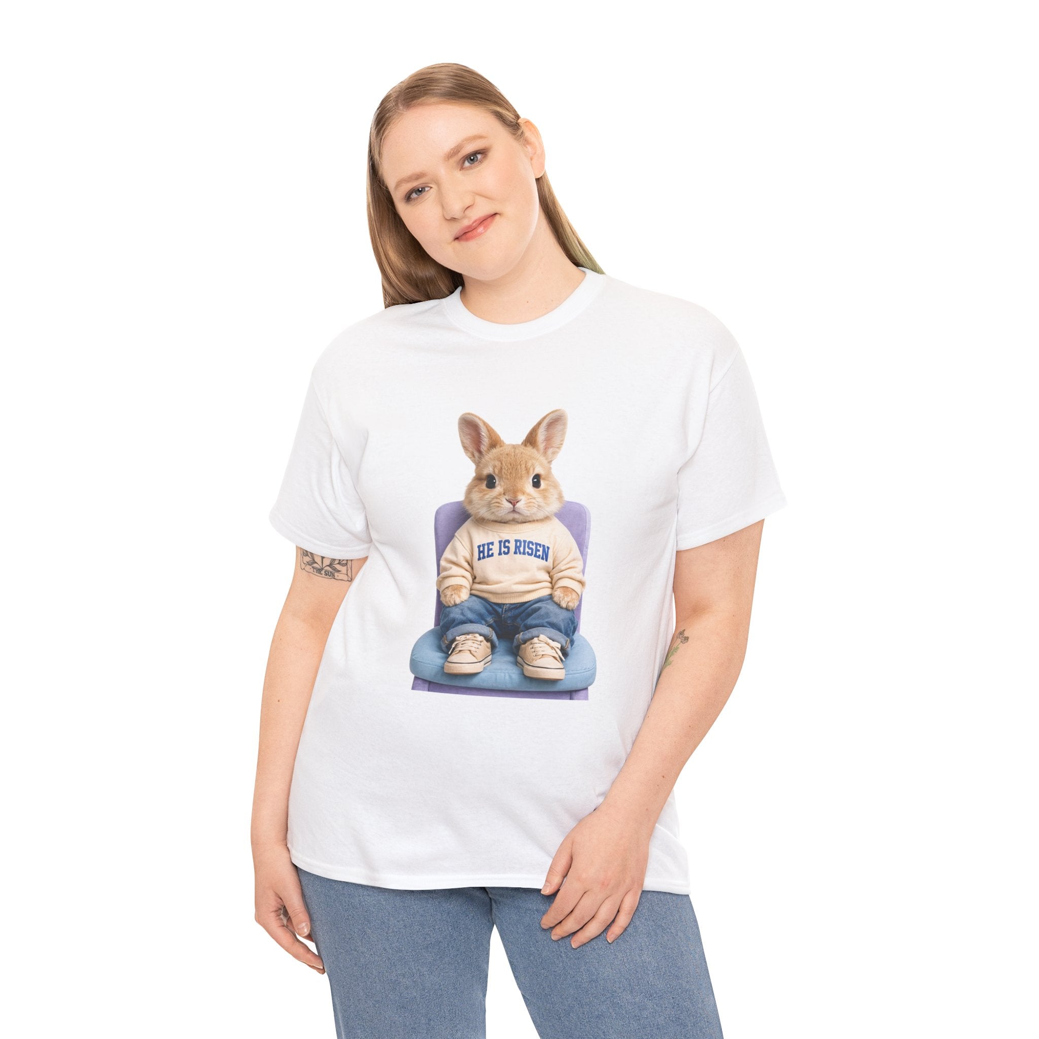 Easter 'He Is Risen' Bunny Unisex Cotton Tee