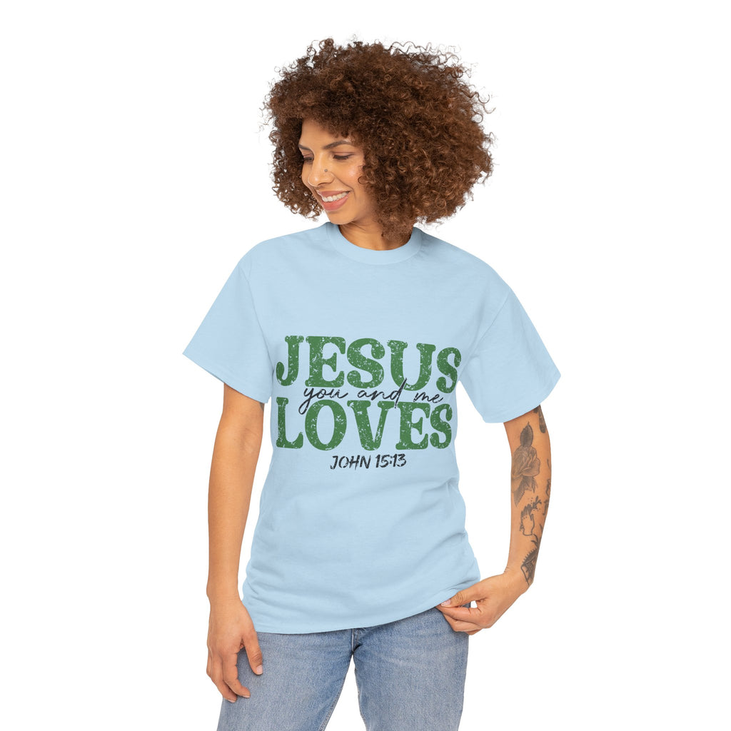Jesus Loves Vintage Tee — Green Retro Christian Unisex Cotton T-Shirt
