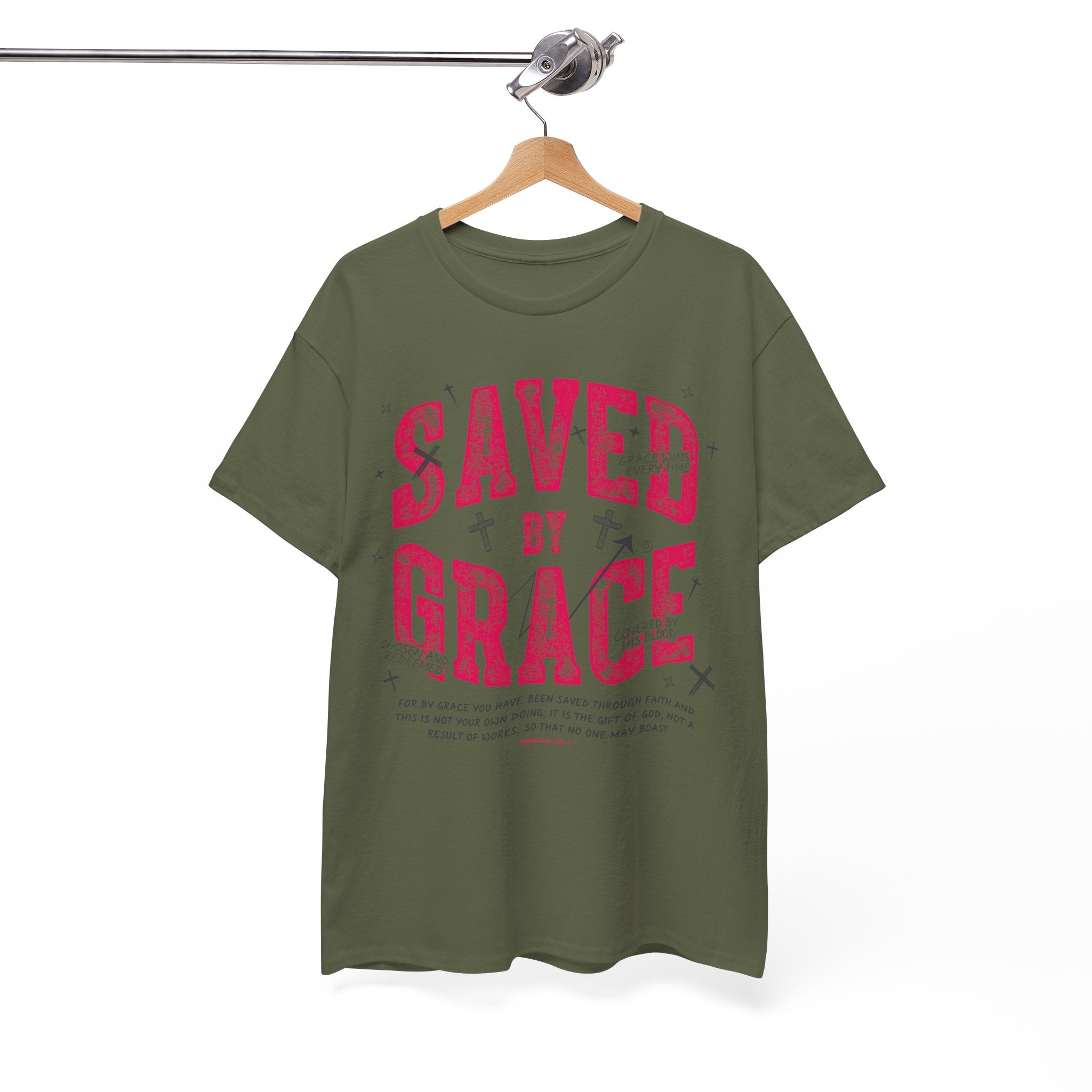 Saved by Grace Ephesians 2:8-9 Unisex Cotton T-Shirt